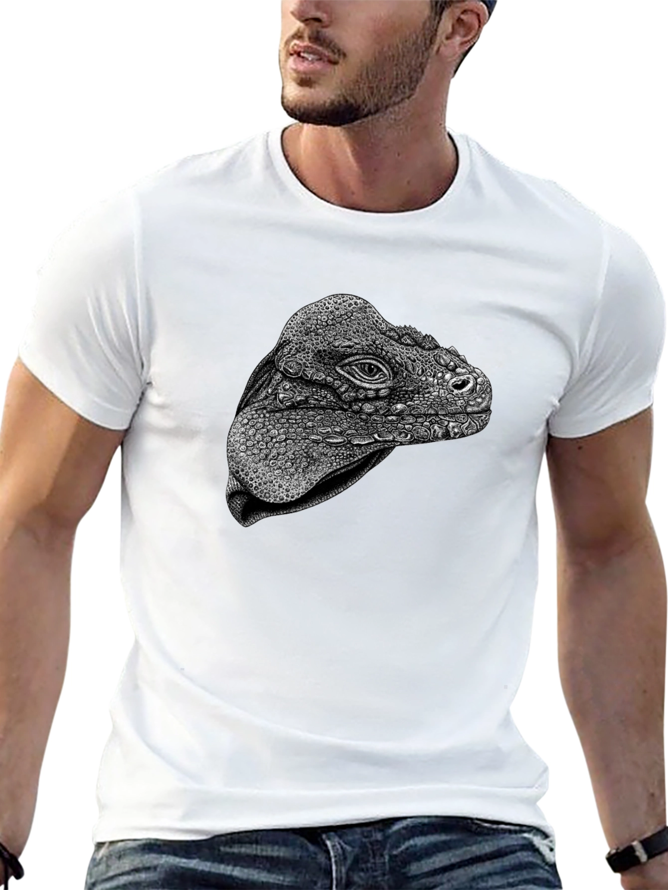 Camiseta Negra con Diseño de Iguana