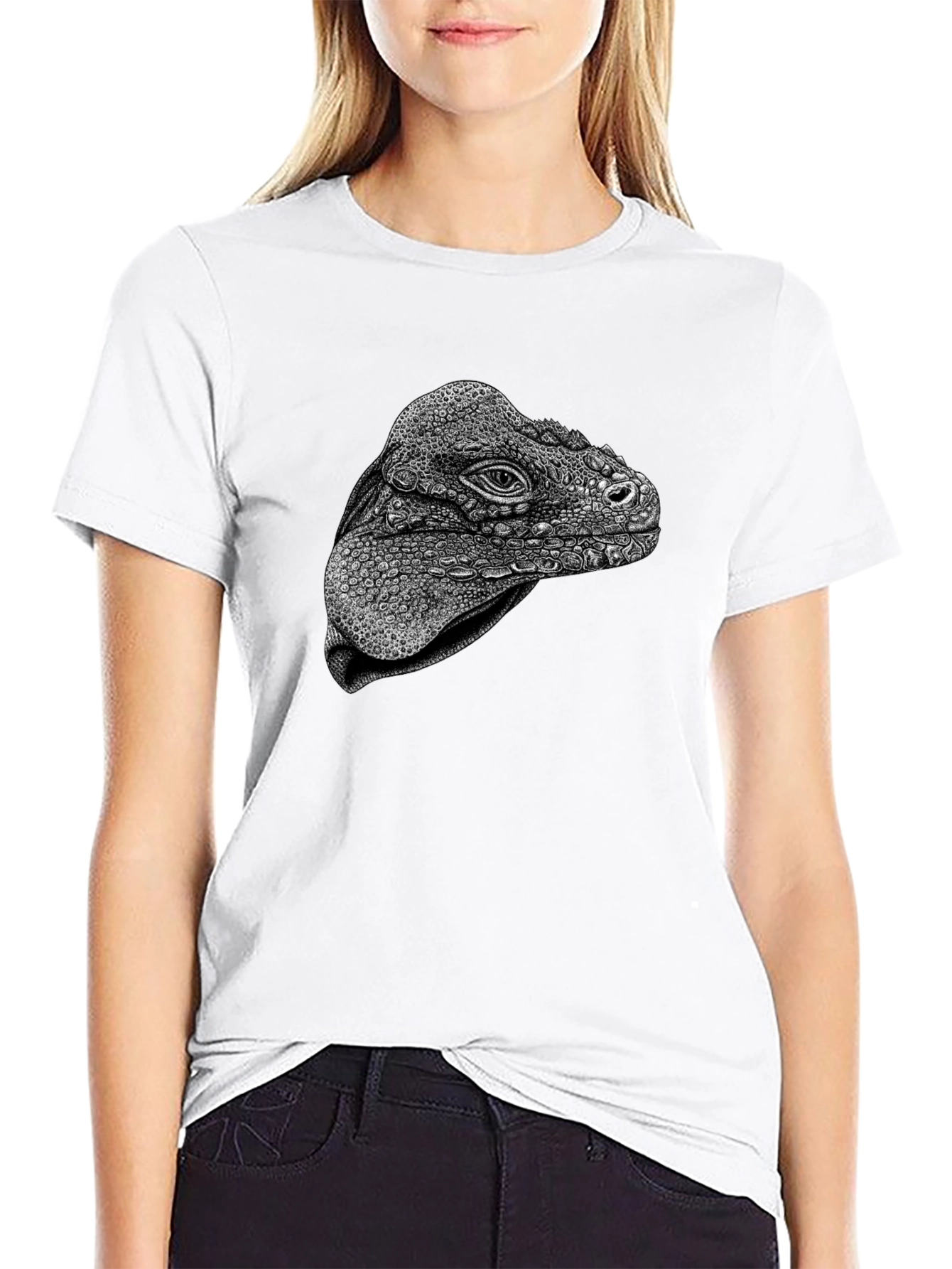 Camiseta Negra con Diseño de Iguana