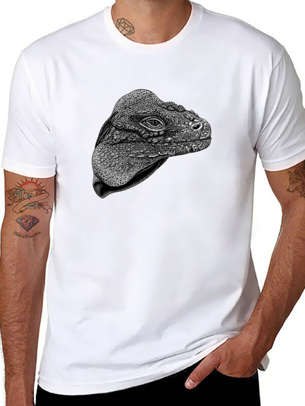 Camiseta Negra con Diseño de Iguana