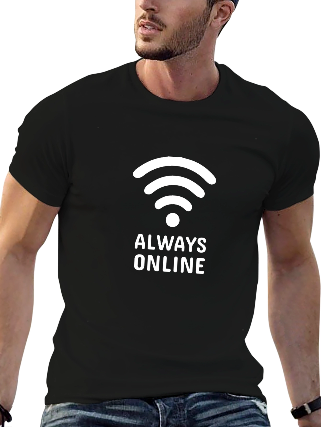 Camiseta Negra Always Online Hombre