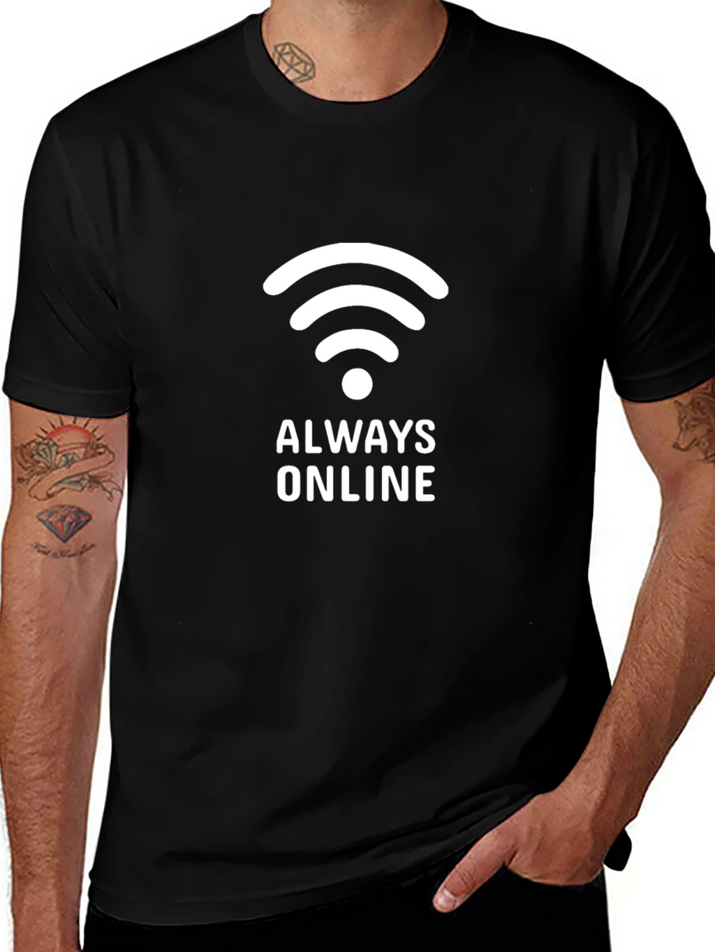 Camiseta Negra Always Online Hombre