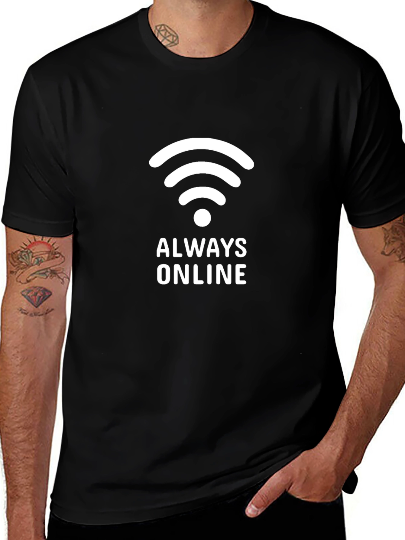 Camiseta Negra Always Online Hombre