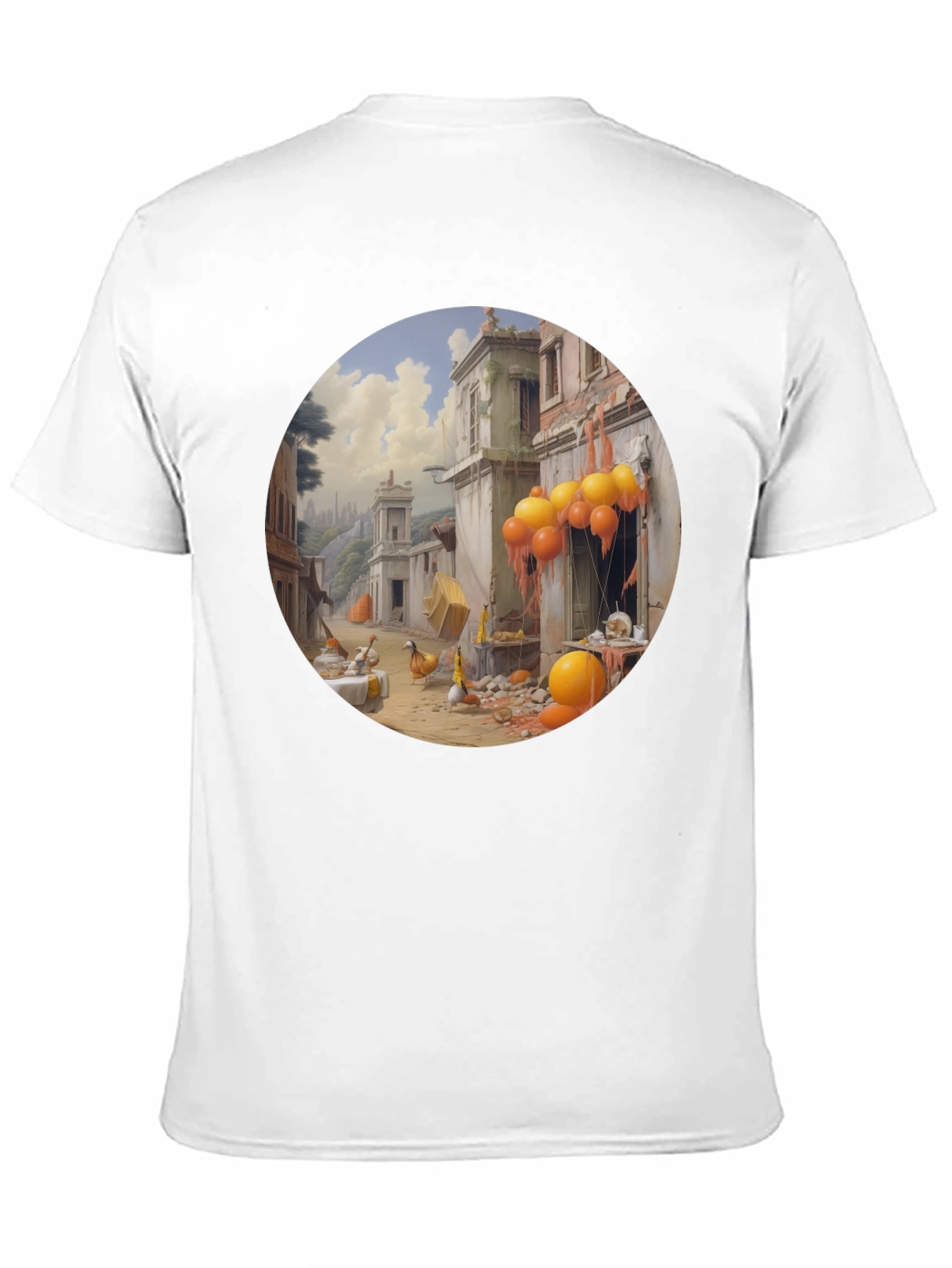 Camiseta Negra con Diseño Abstracto de Escena Urbana