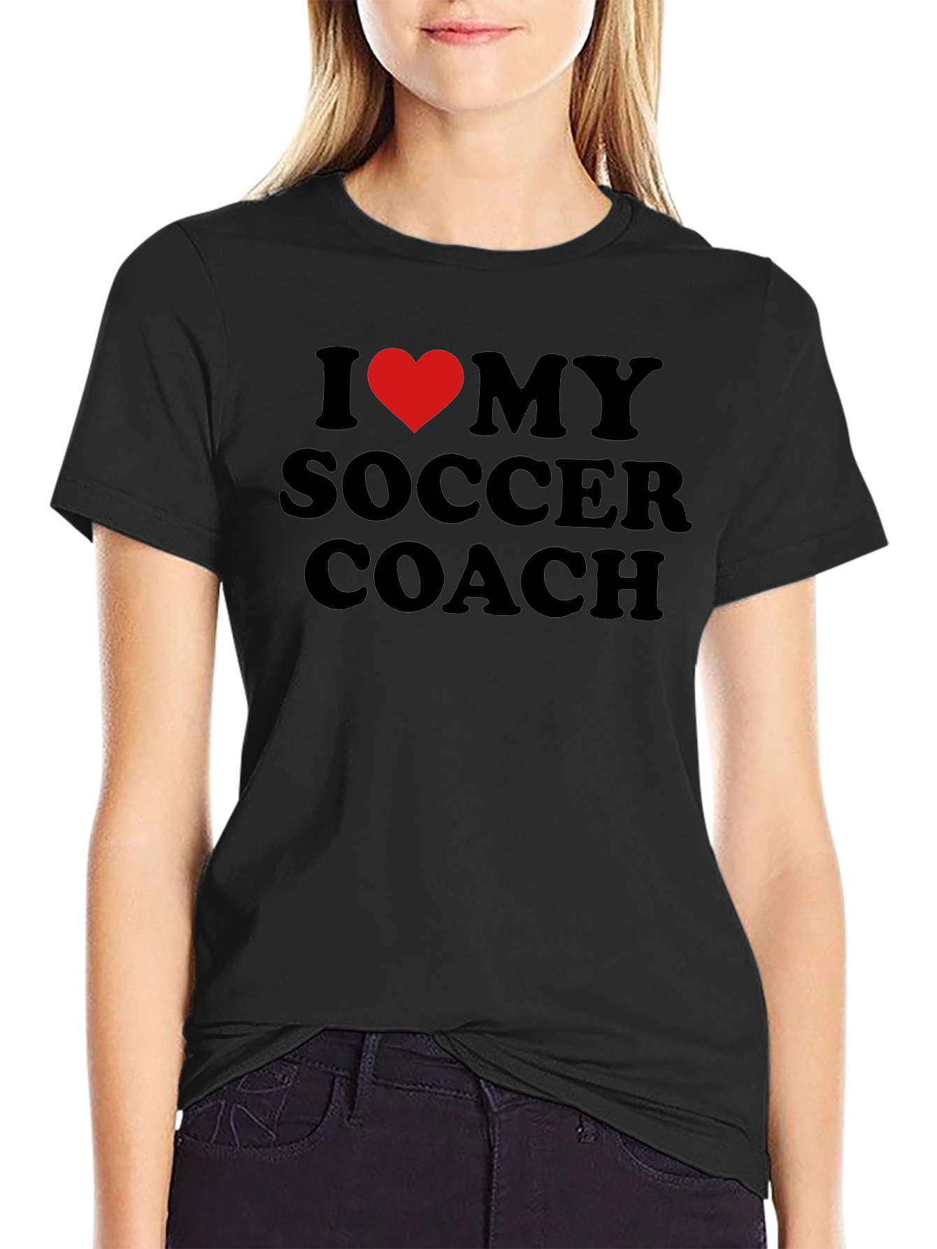 Camiseta Negra Amo a mi Entrenador de Fútbol