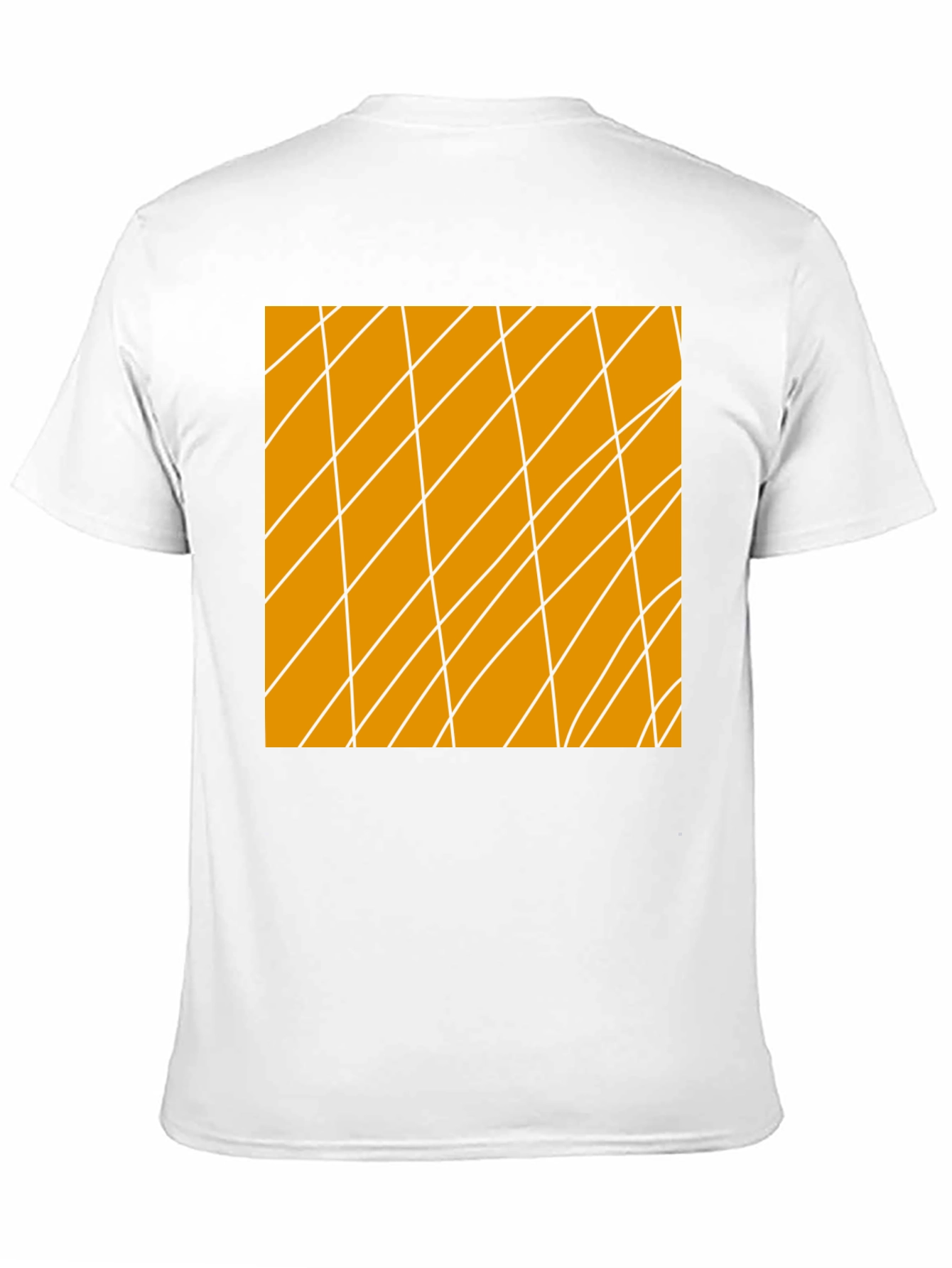 Camiseta Negra con Diseño Abstracto Naranja y Blanco