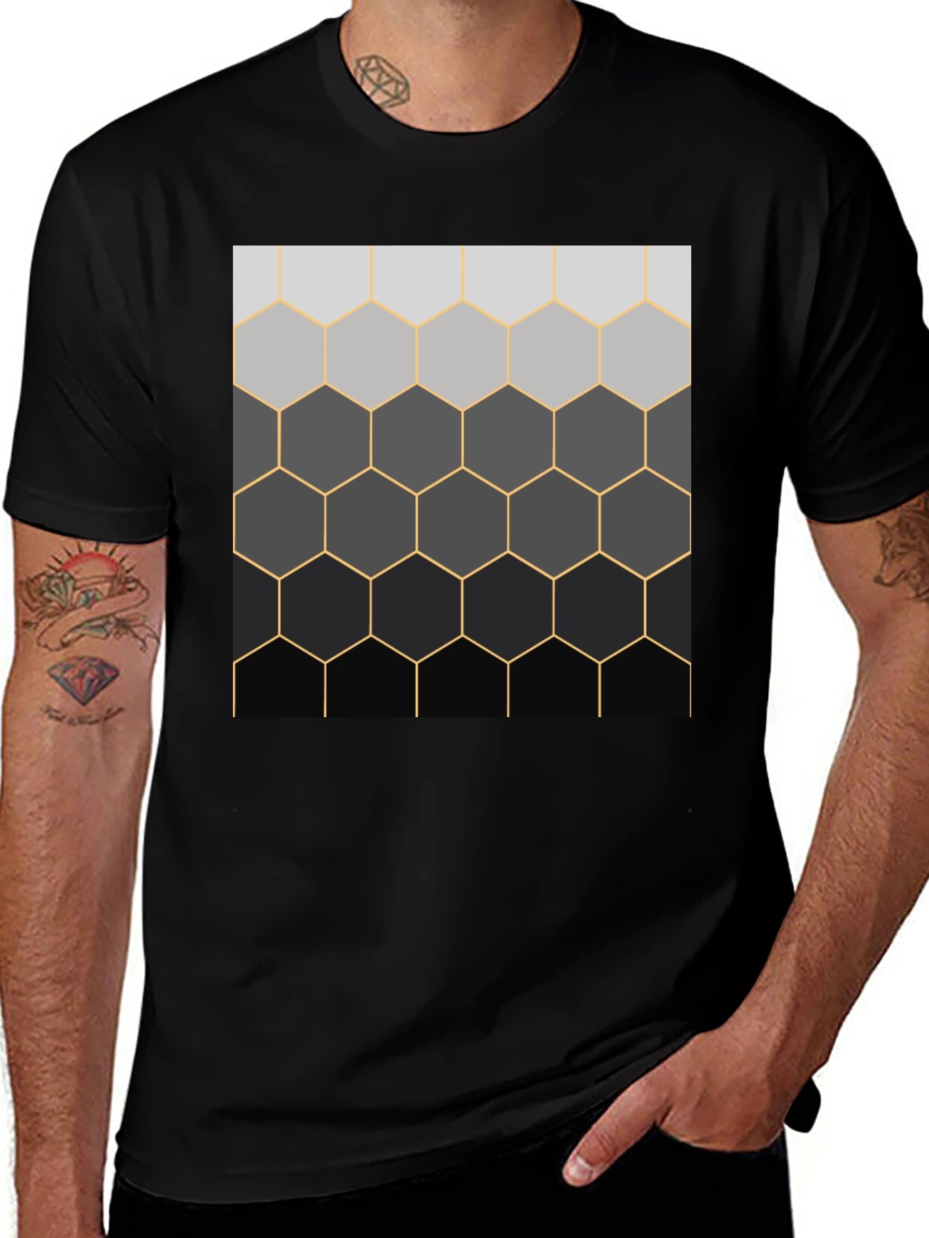 Camiseta Hombre Diseño Panal Degradado