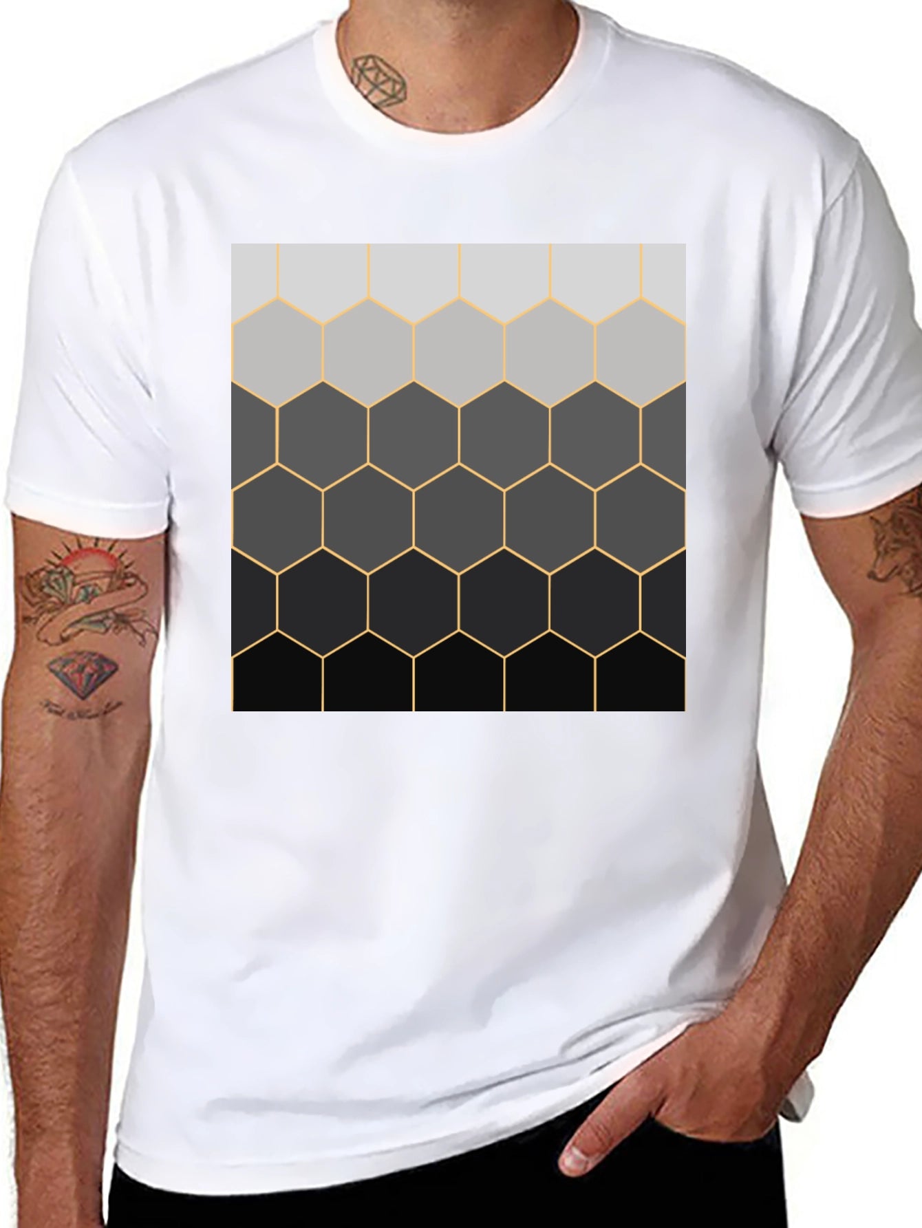 Camiseta Hombre Diseño Panal Degradado
