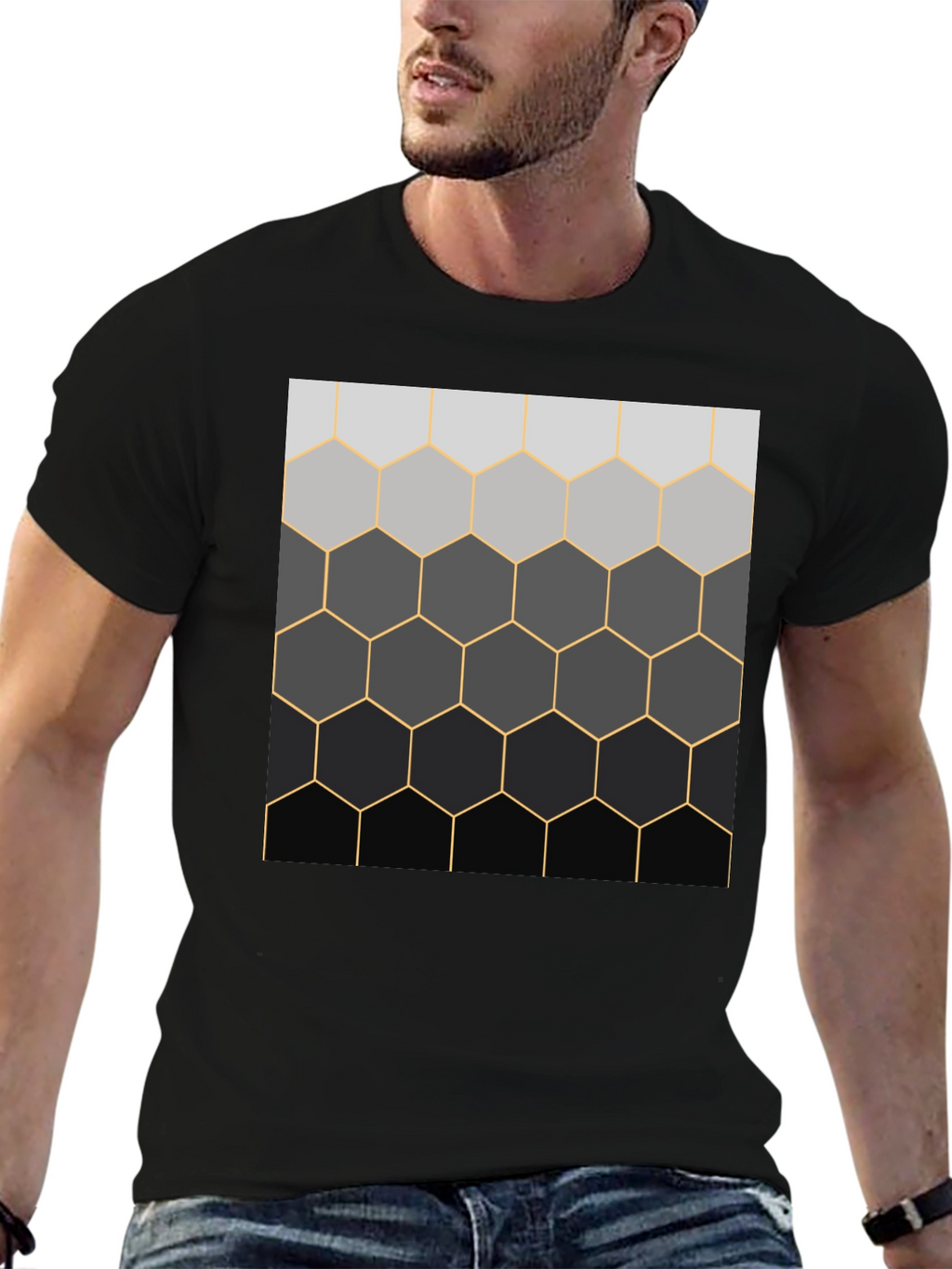 Camiseta Hombre Diseño Panal Degradado
