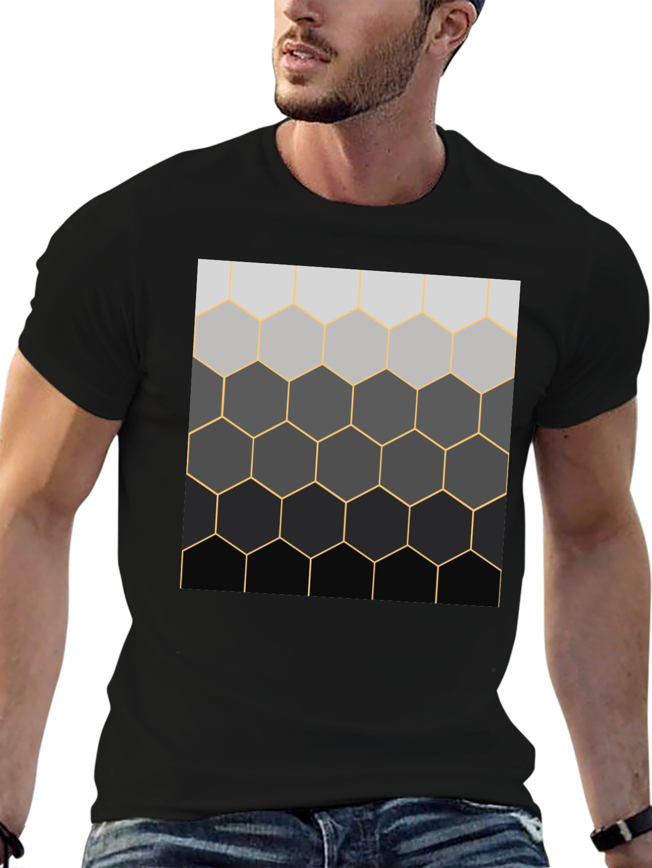 Camiseta Hombre Diseño Panal Degradado