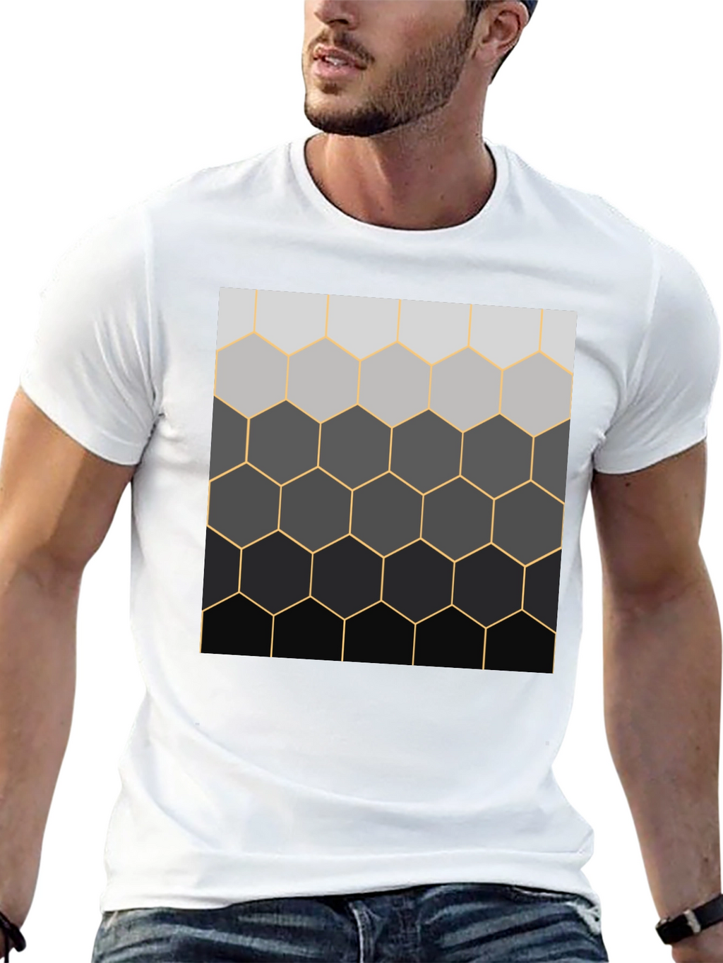 Camiseta Hombre Diseño Panal Degradado
