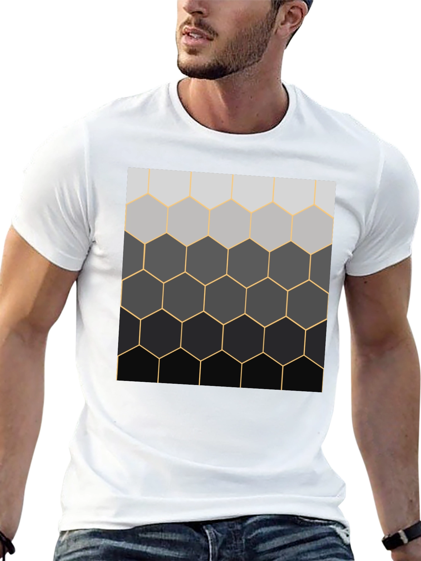 Camiseta Hombre Diseño Panal Degradado