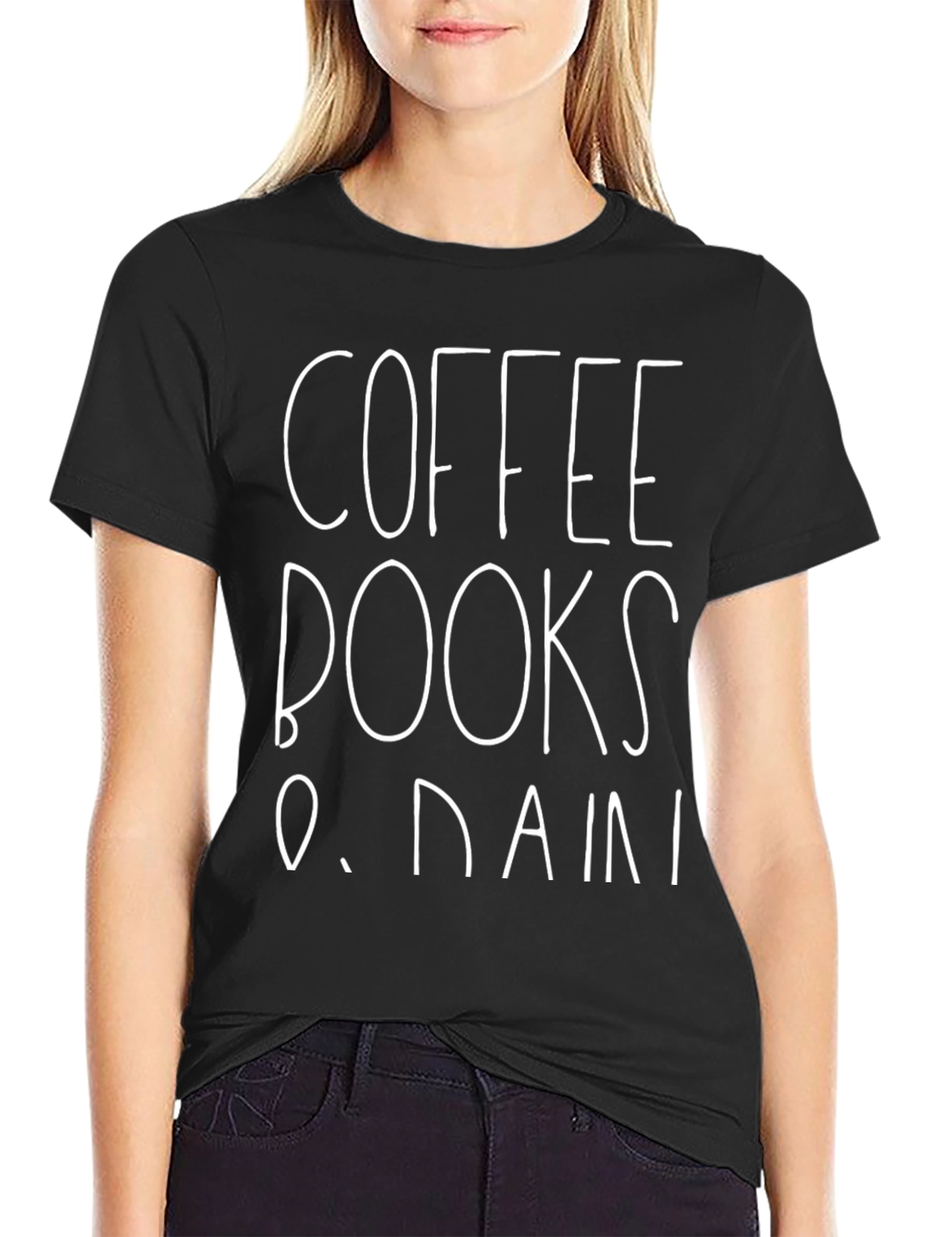 Camiseta Negra Coffee Books para Amantes de la Lectura