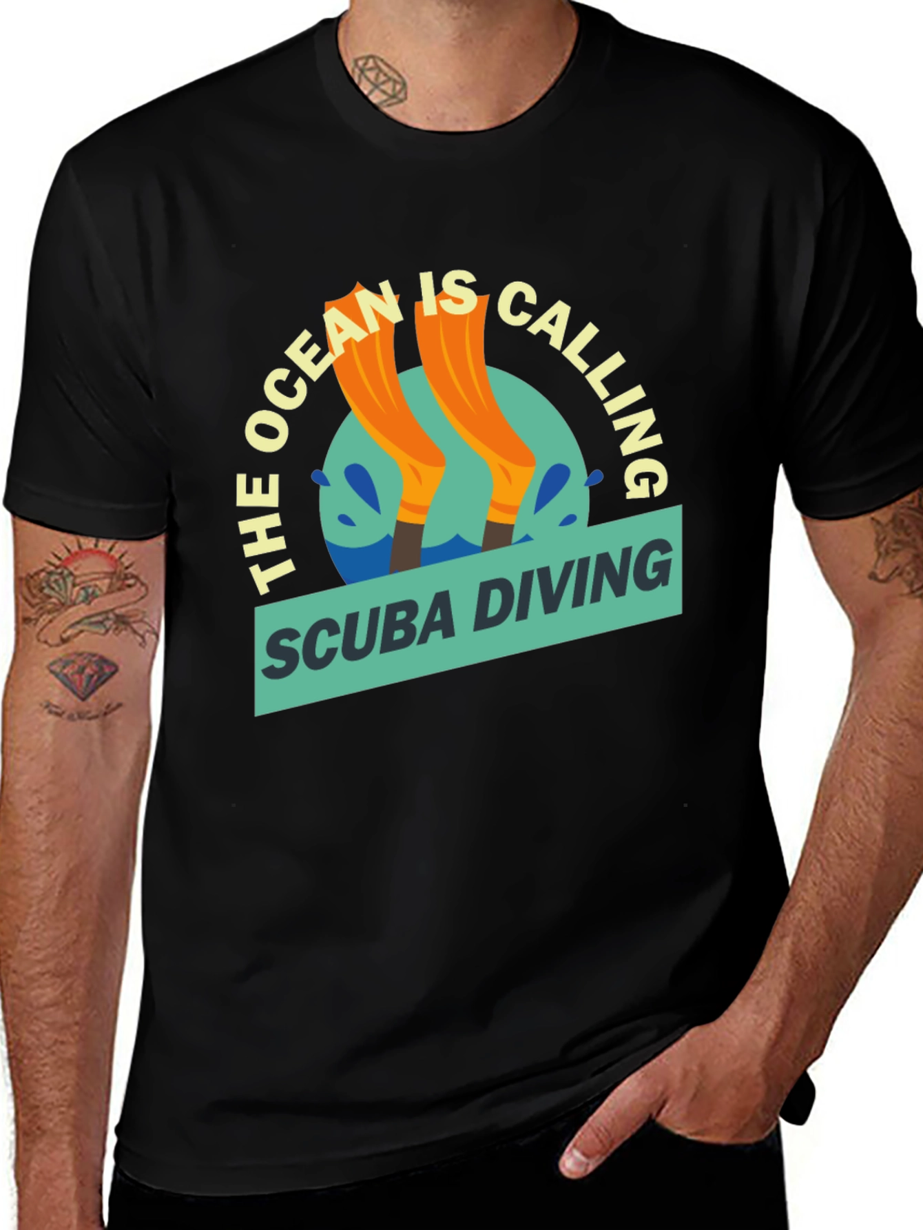 Camiseta Negra Buceo Me Llama para Aventura Acuática