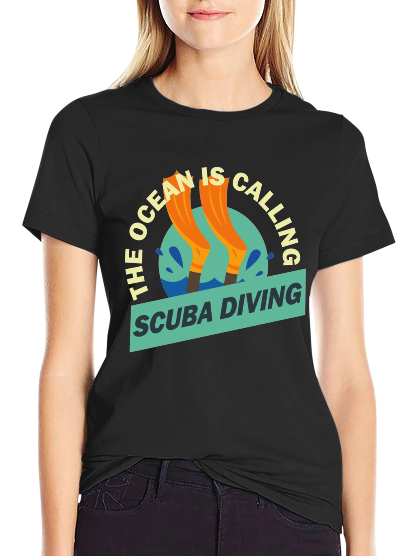 Camiseta Negra Buceo Me Llama para Aventura Acuática