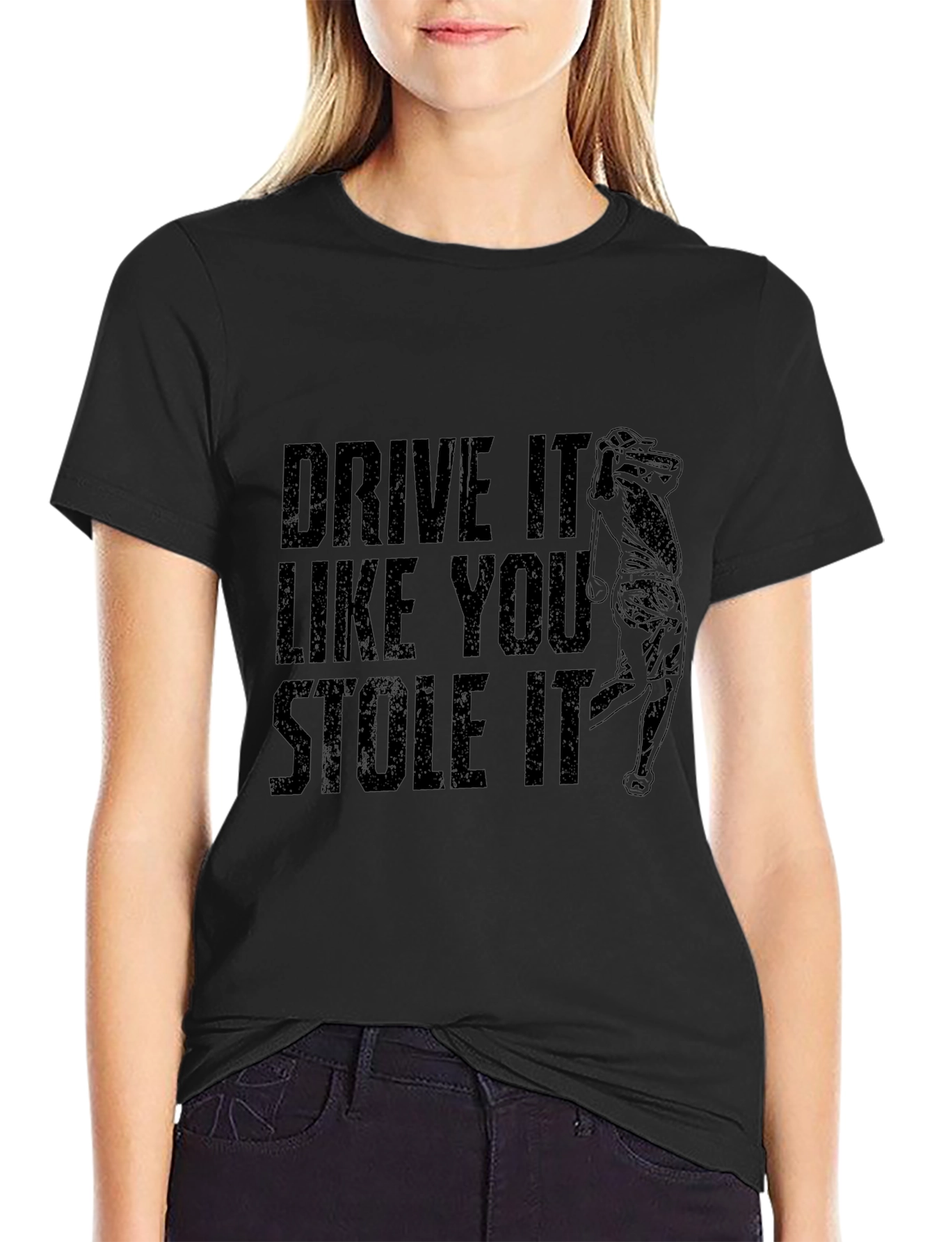 Camiseta Negra con Diseño de Golf Drive It Like You Stole It
