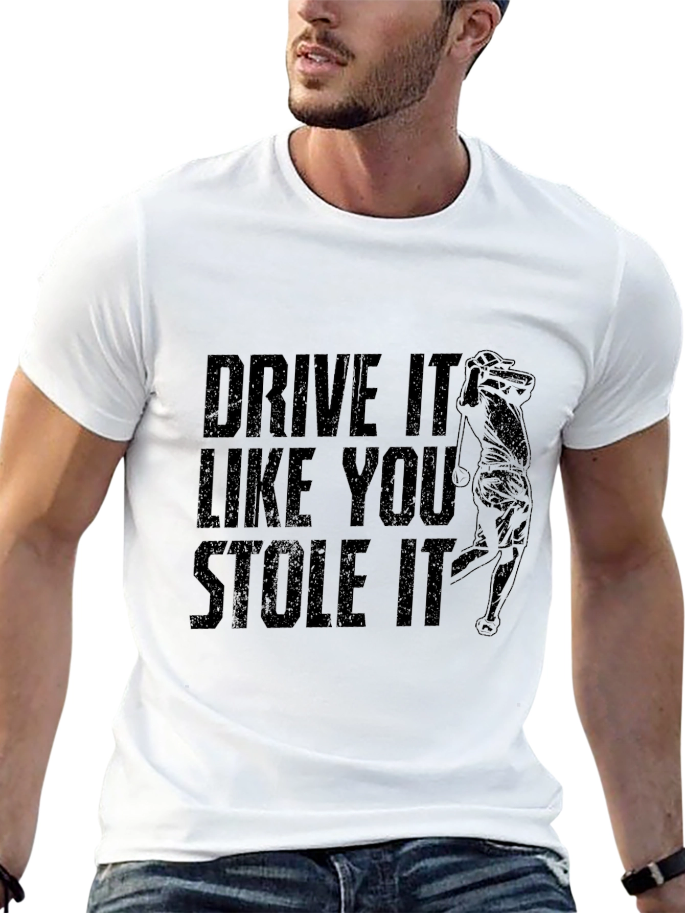 Camiseta Negra con Diseño de Golf Drive It Like You Stole It