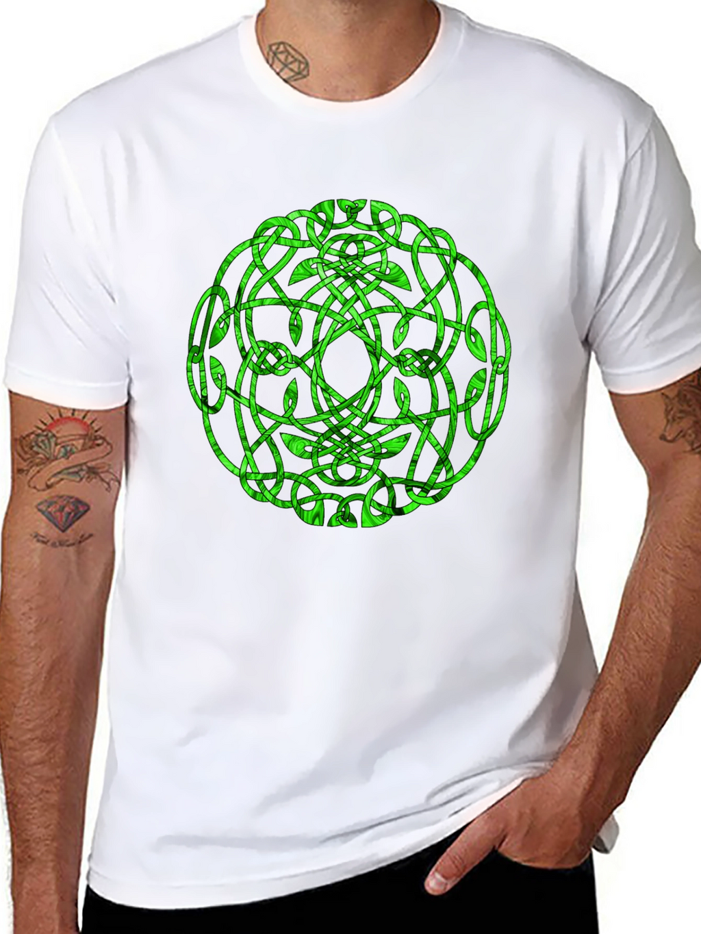 Camiseta Negra con Diseño Celta Verde