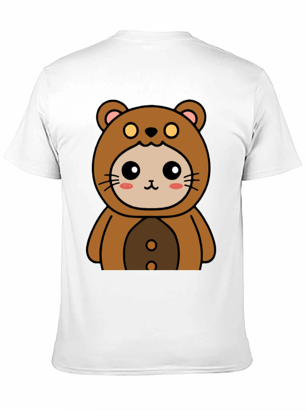 Camiseta Negra con Diseño de Oso Kawaii