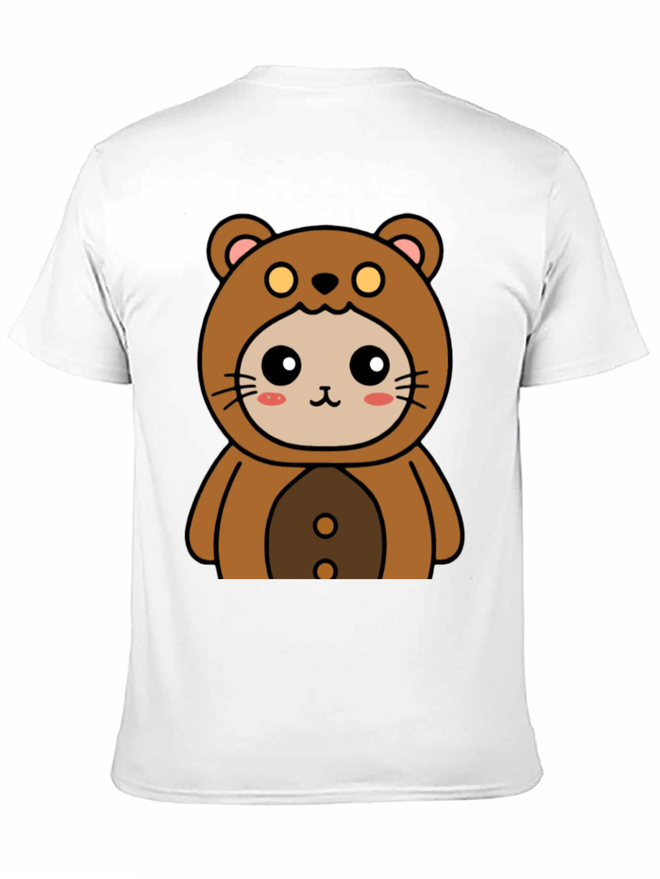 Camiseta Negra con Diseño de Oso Kawaii