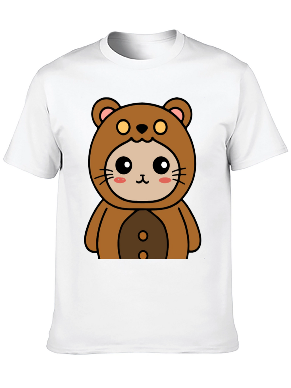Camiseta Negra con Diseño de Oso Kawaii