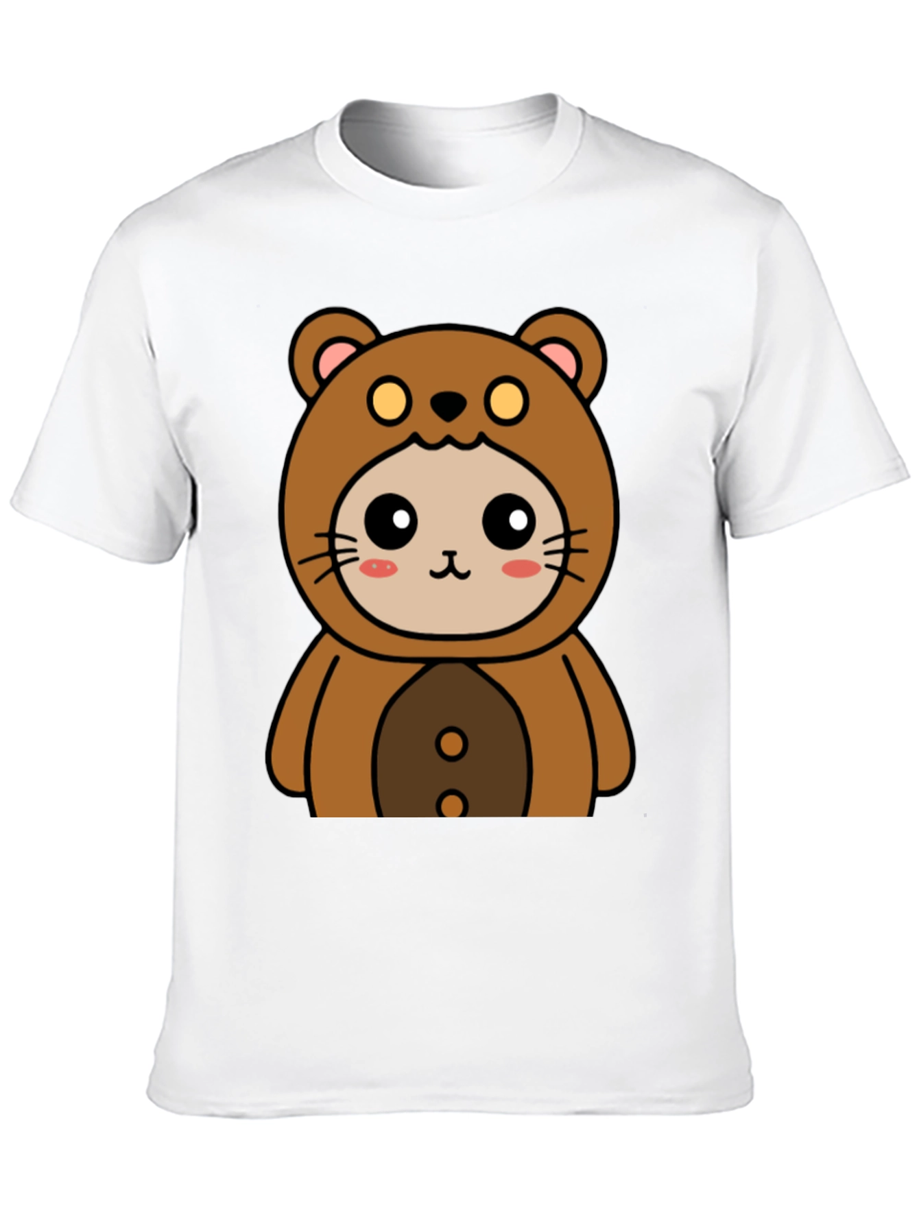 Camiseta Negra con Diseño de Oso Kawaii