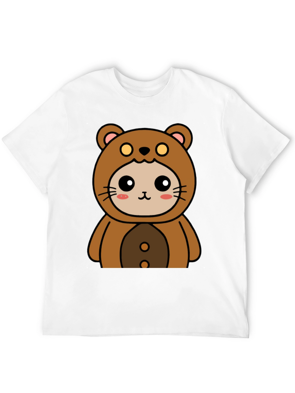 Camiseta Negra con Diseño de Oso Kawaii