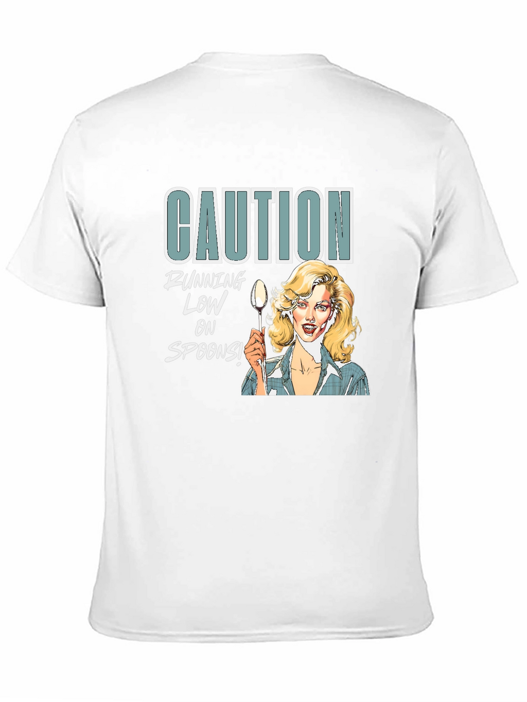 Camiseta Negra Caution Running Low on Spoons