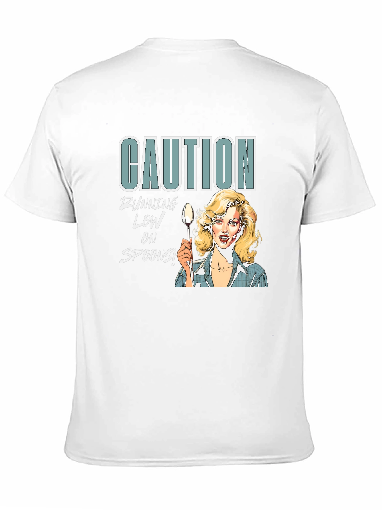 Camiseta Negra Caution Running Low on Spoons
