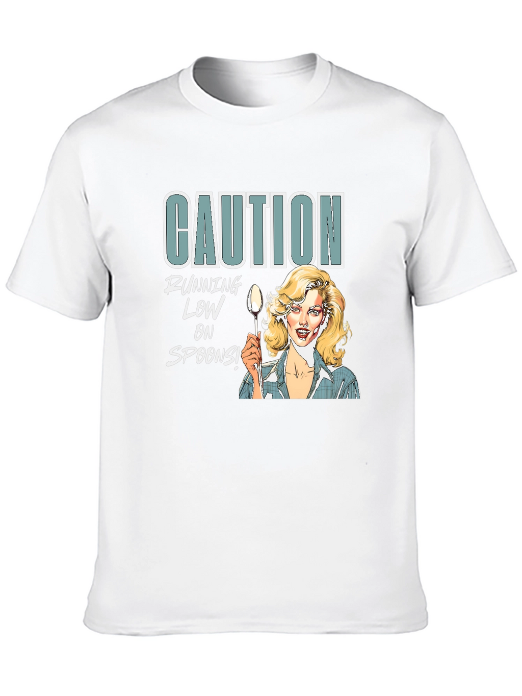 Camiseta Negra Caution Running Low on Spoons