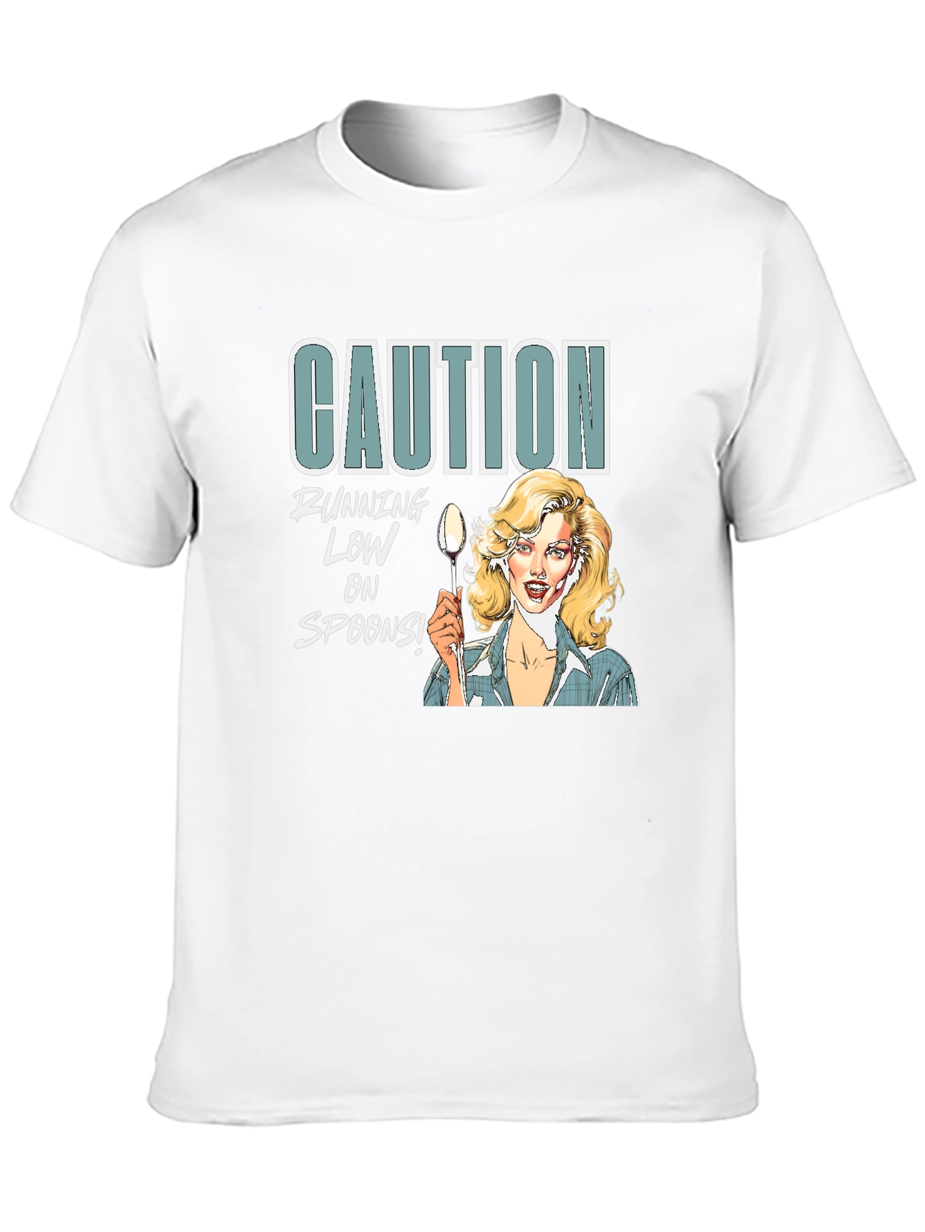 Camiseta Negra Caution Running Low on Spoons