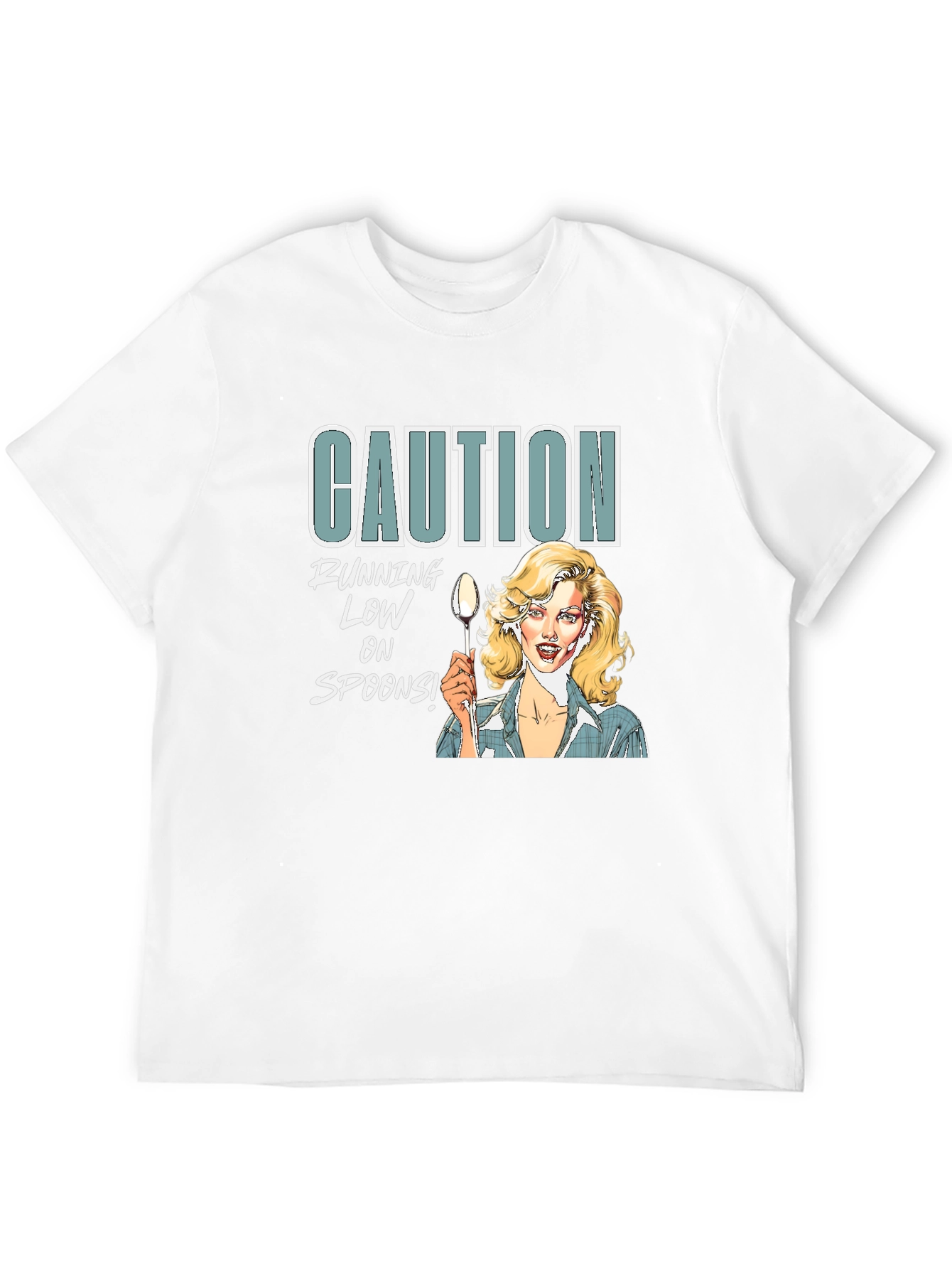 Camiseta Negra Caution Running Low on Spoons