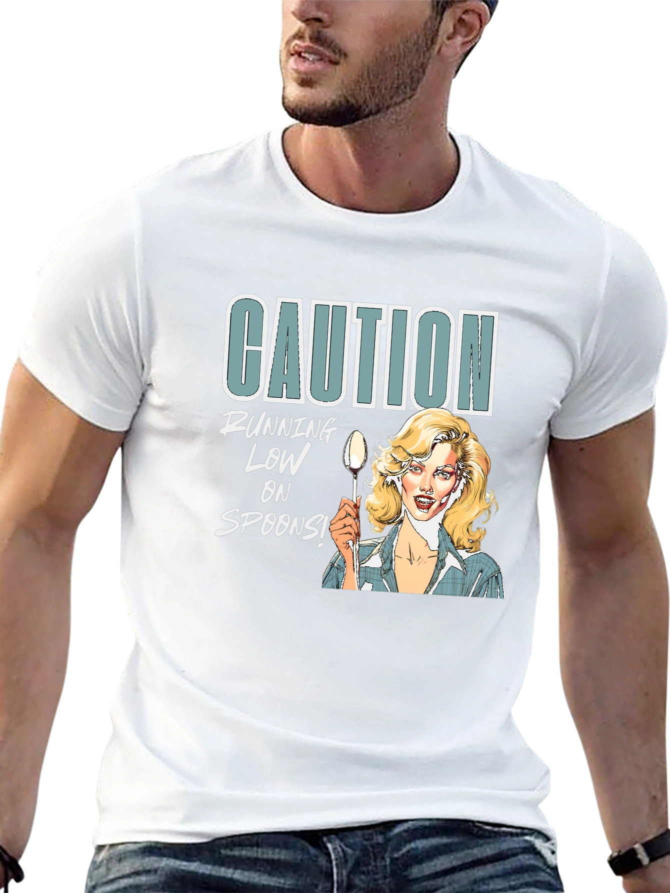 Camiseta Negra Caution Running Low on Spoons