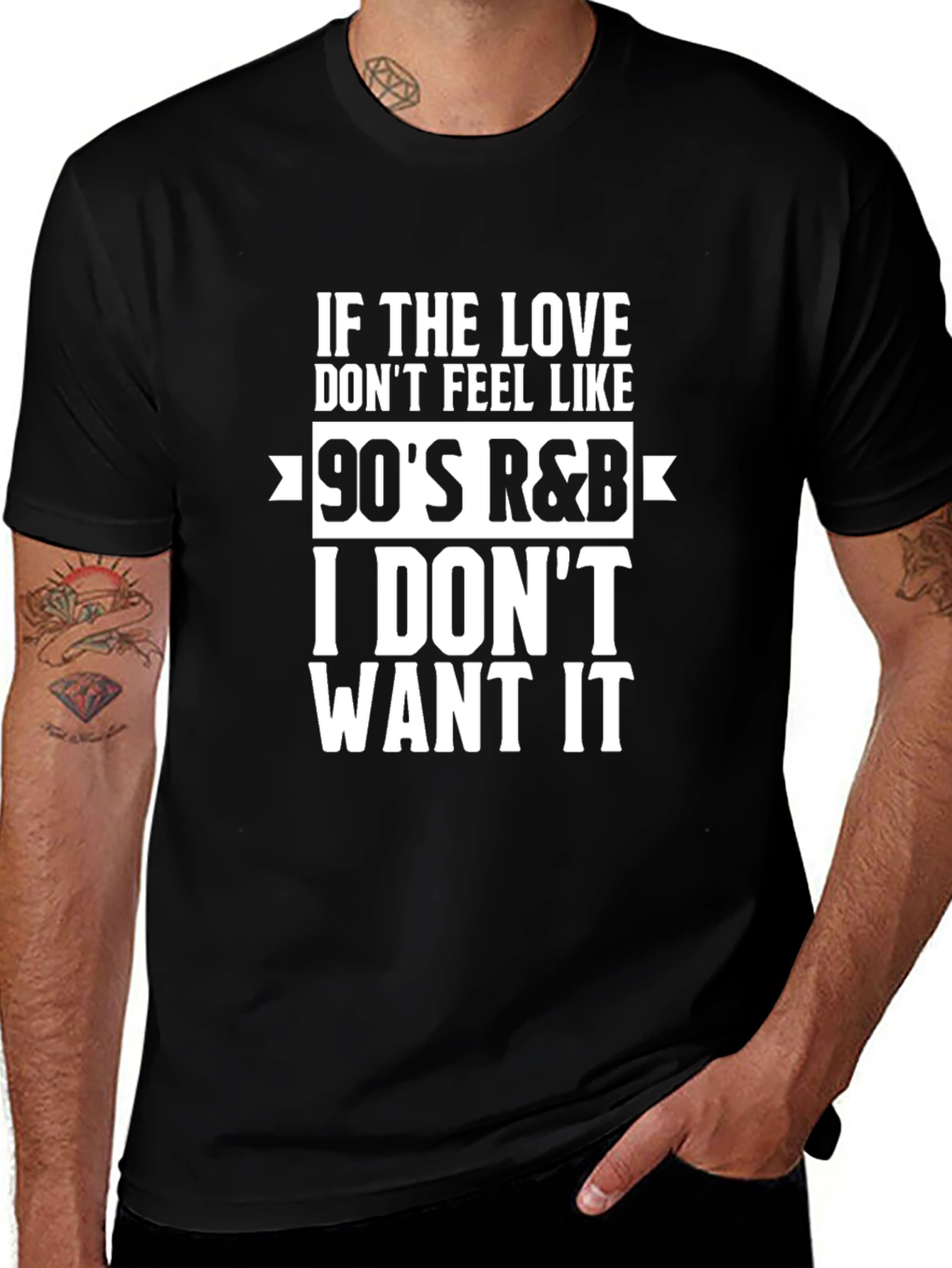 Camiseta Negra con Diseño 90s R&B