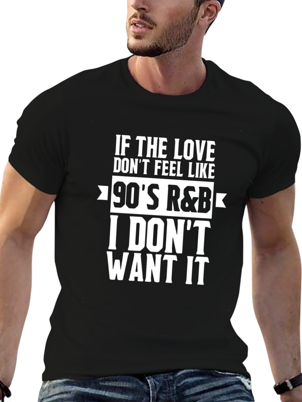 Camiseta Negra con Diseño 90s R&B