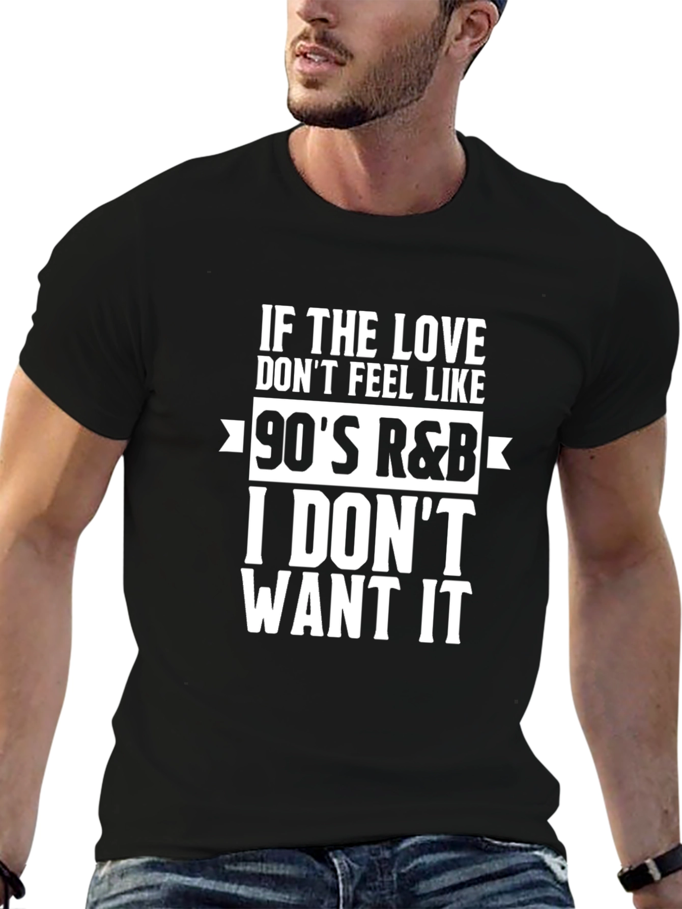 Camiseta Negra con Diseño 90s R&B