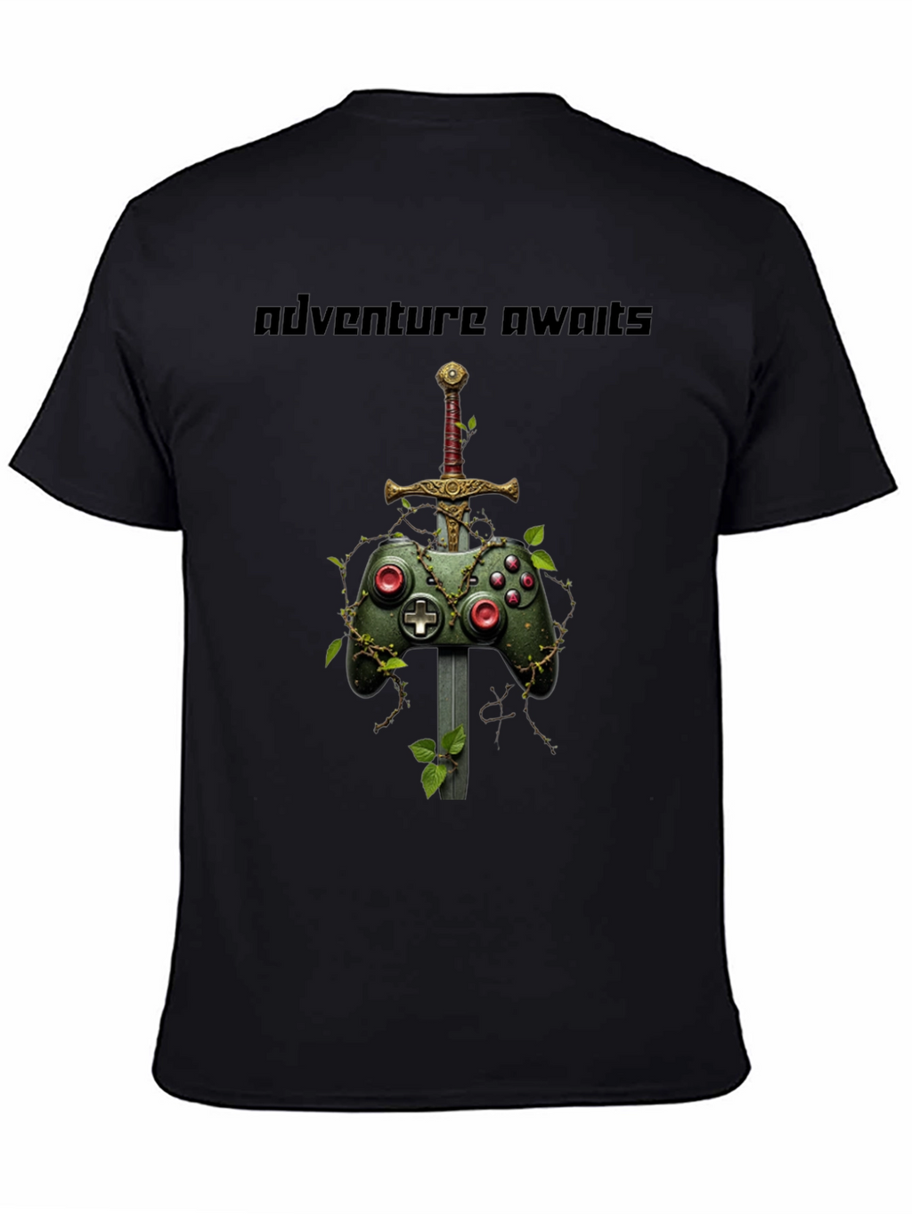 Camiseta Negra Adventure Awaits Gamer