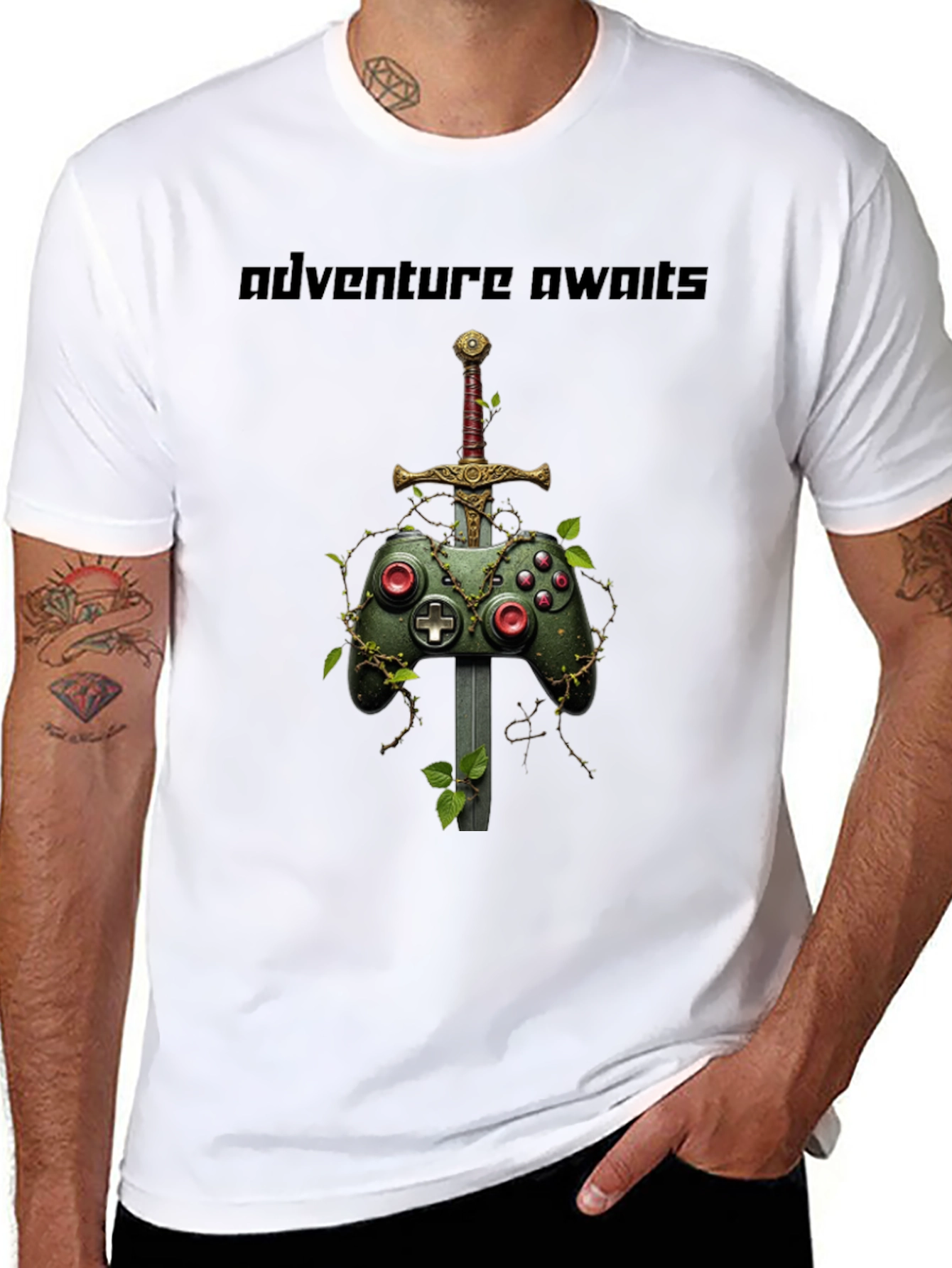 Camiseta Negra Adventure Awaits Gamer