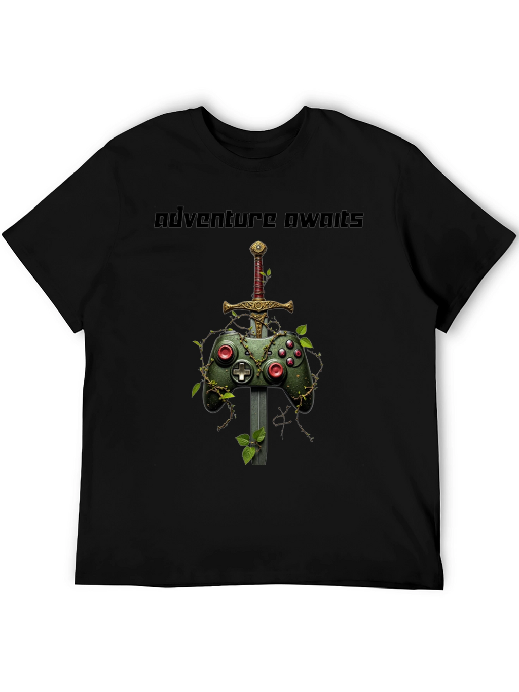 Camiseta Negra Adventure Awaits Gamer
