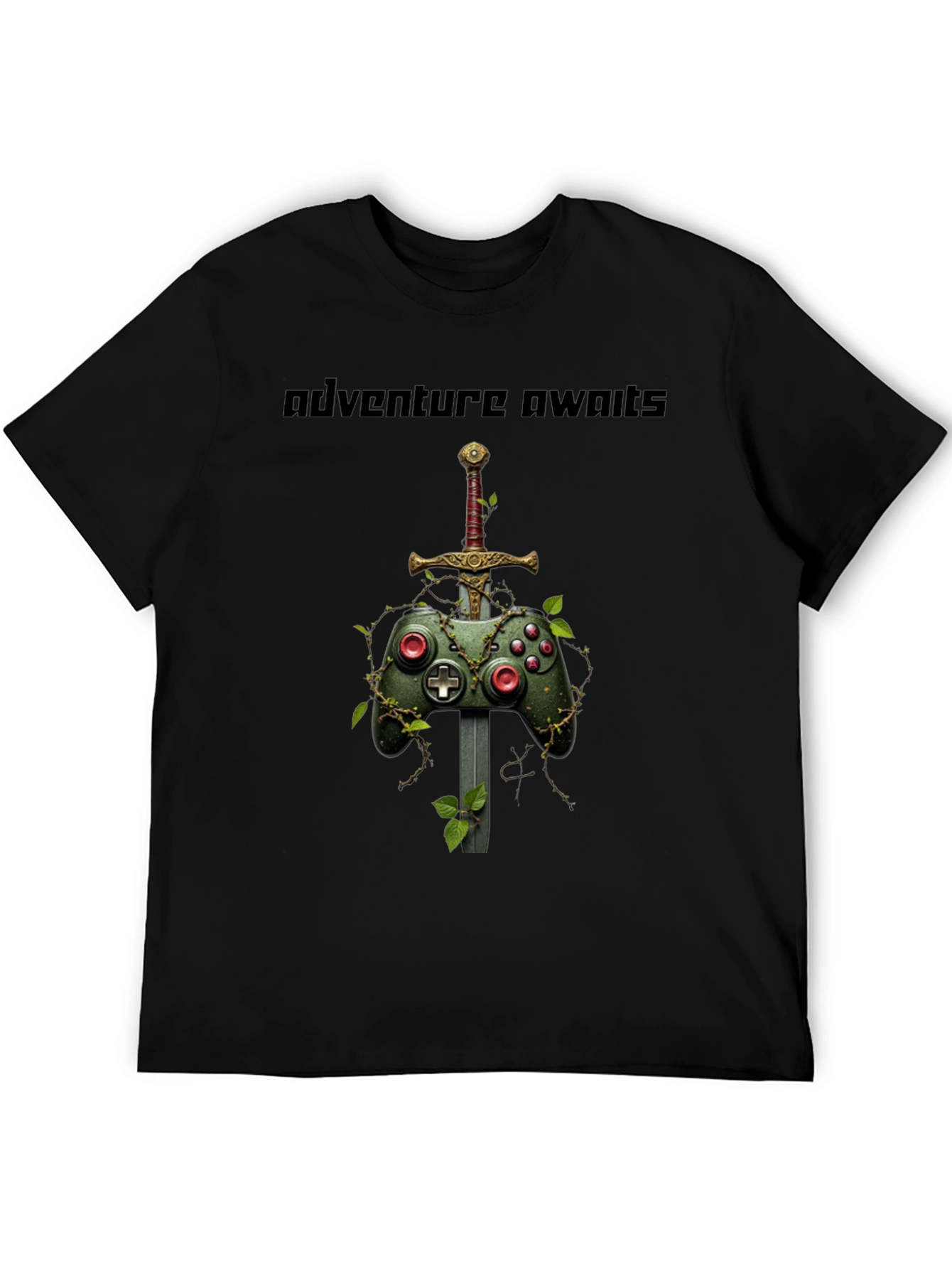 Camiseta Negra Adventure Awaits Gamer