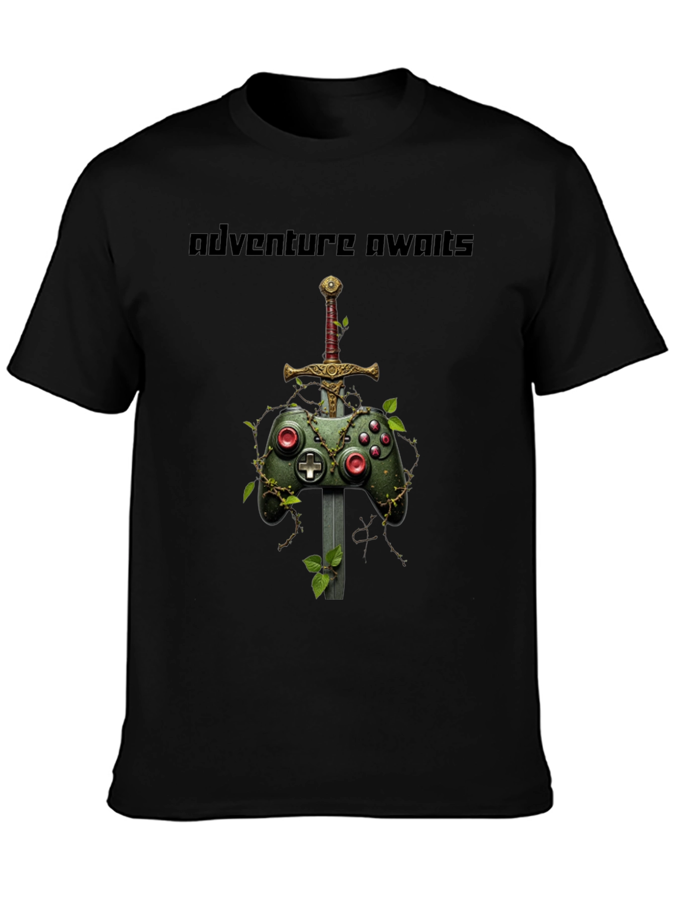 Camiseta Negra Adventure Awaits Gamer