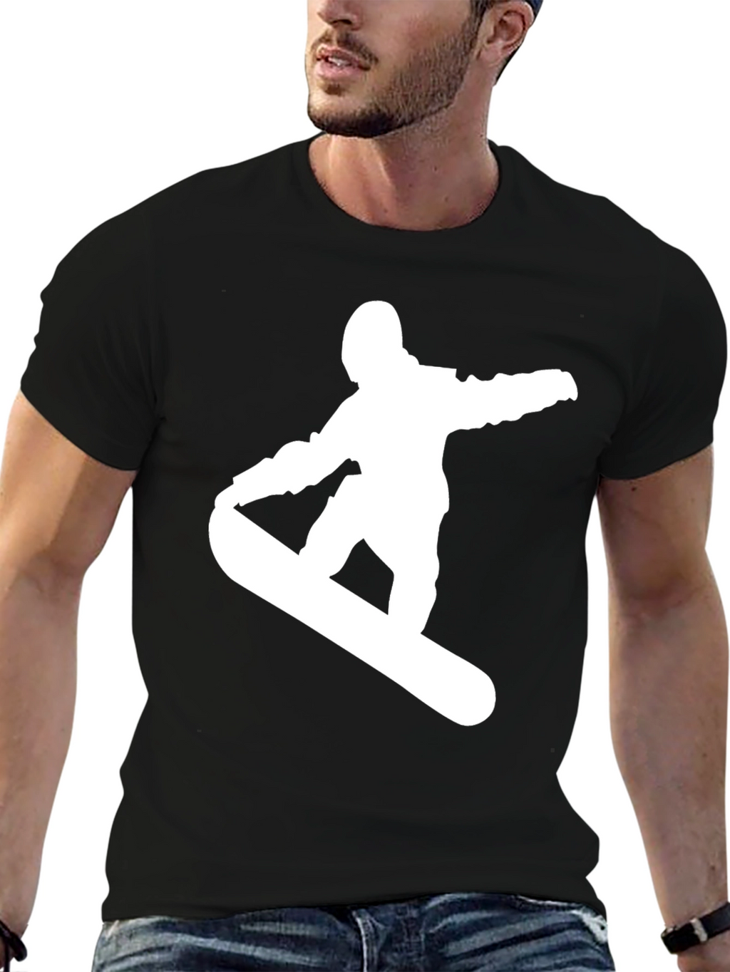 Camiseta Hombre Negra Snowboarder