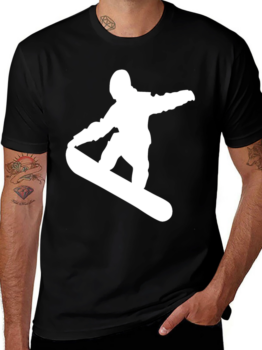 Camiseta Hombre Negra Snowboarder