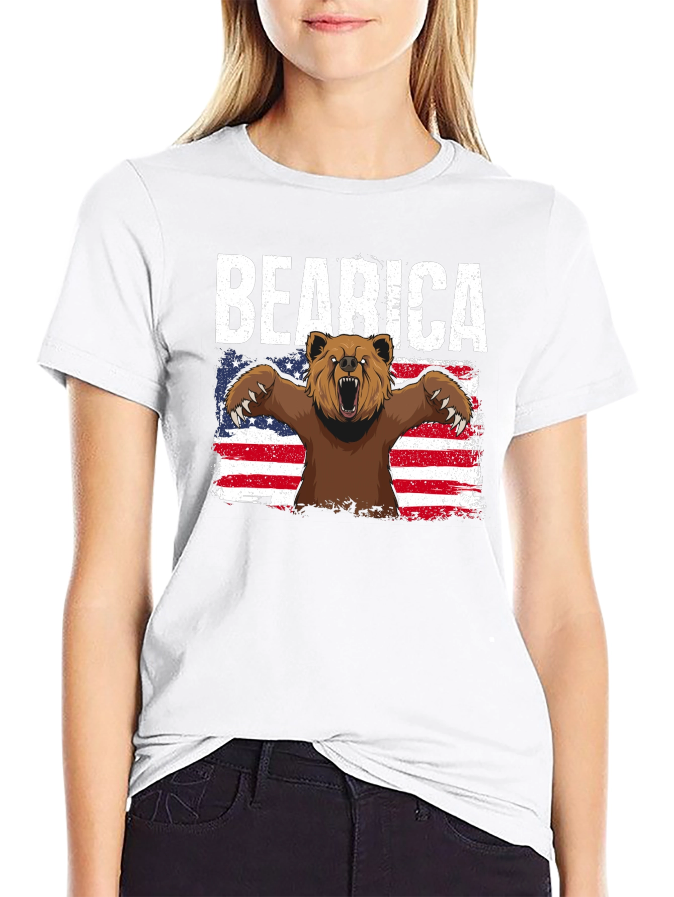 Camiseta Negra Bearica Diseño Oso Americano