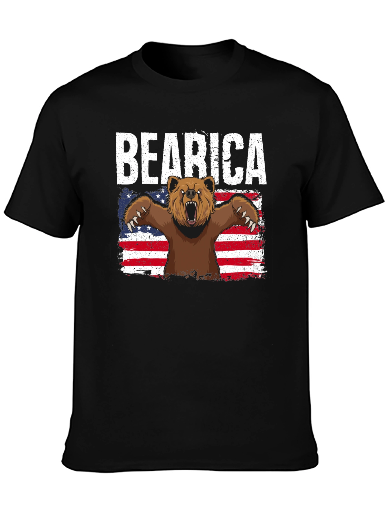 Camiseta Negra Bearica Diseño Oso Americano