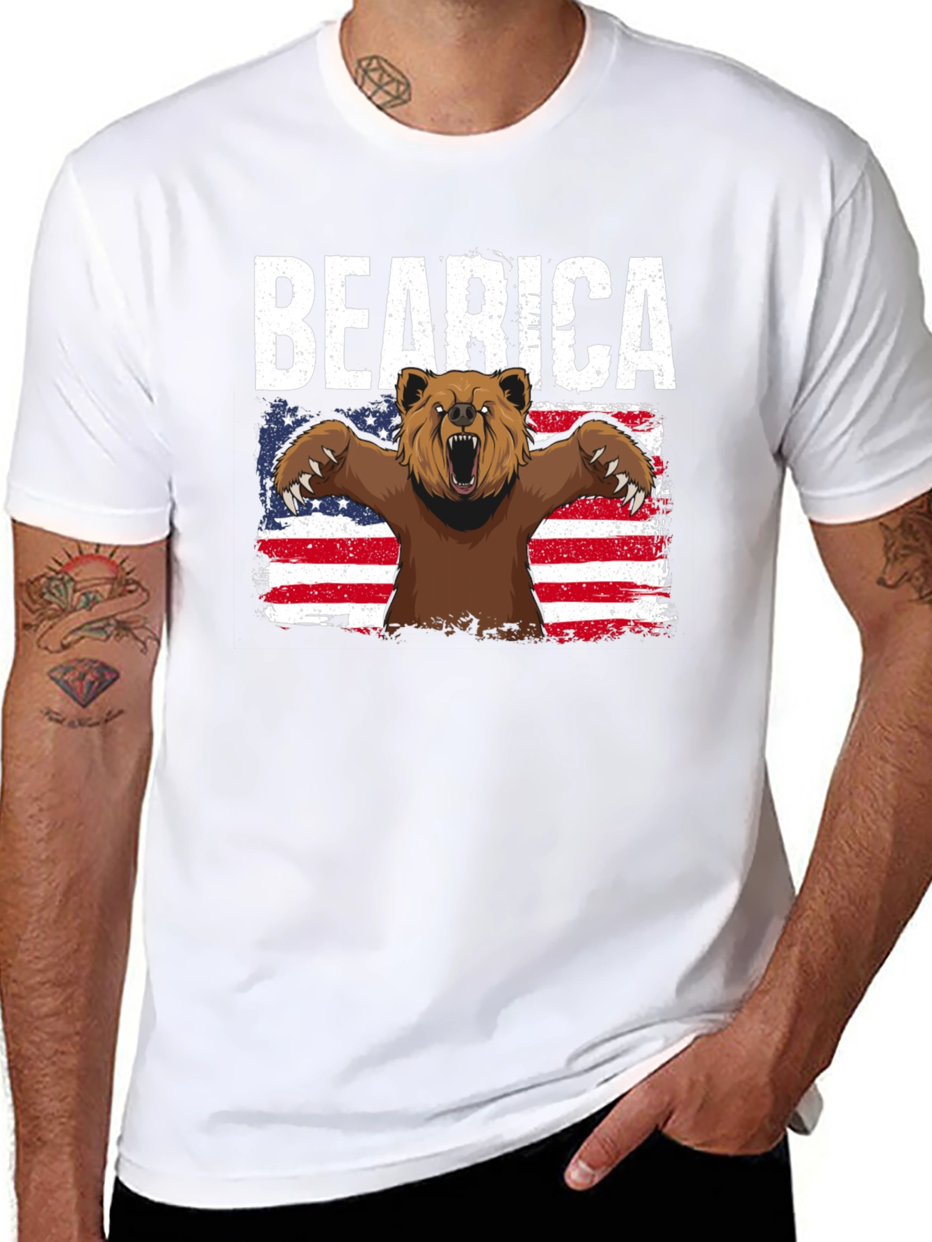 Camiseta Negra Bearica Diseño Oso Americano