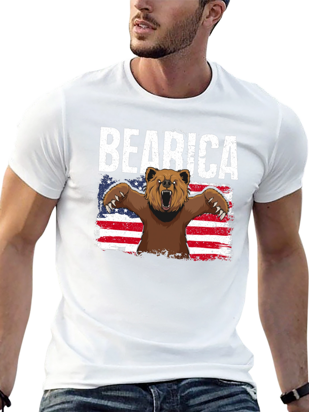 Camiseta Negra Bearica Diseño Oso Americano