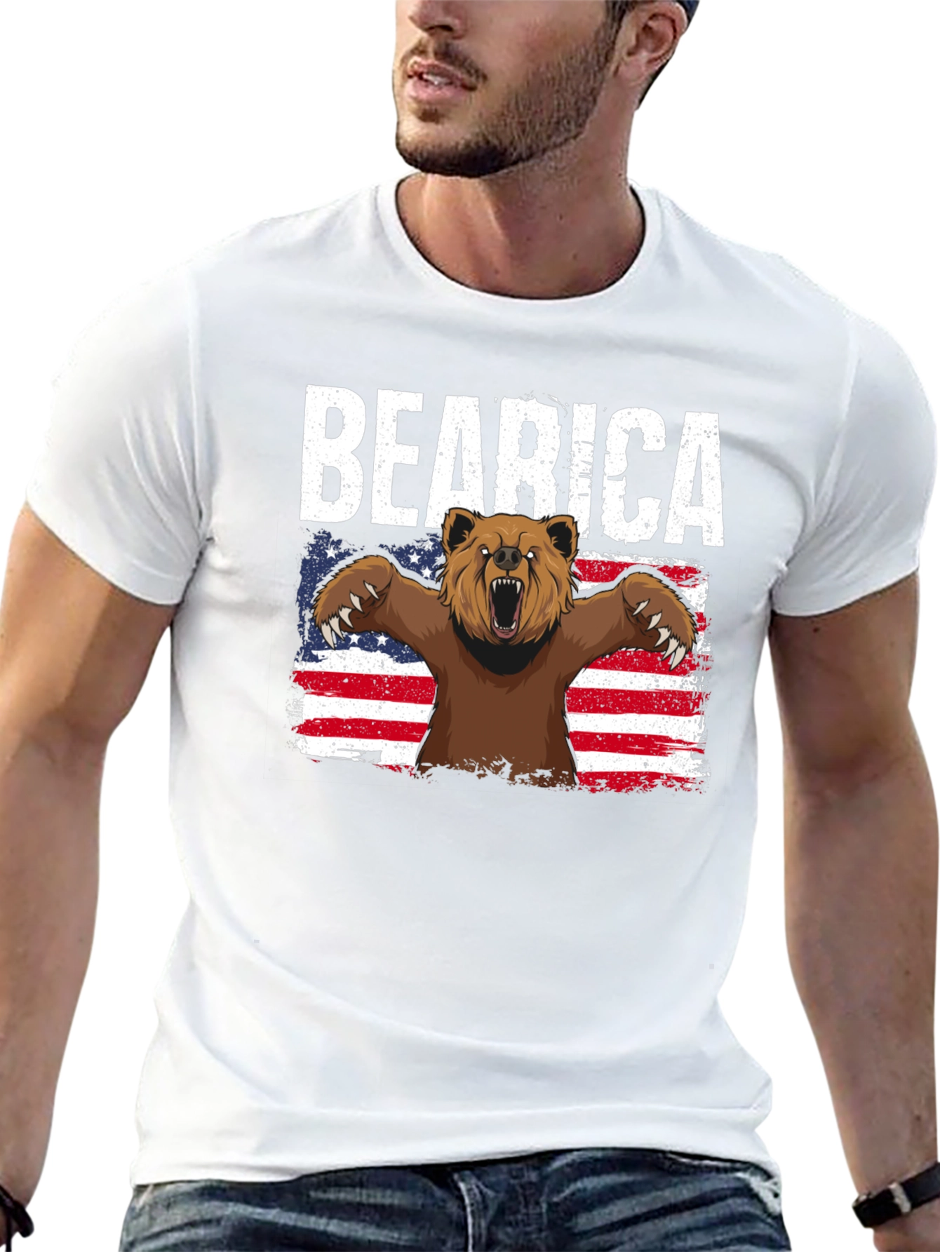 Camiseta Negra Bearica Diseño Oso Americano