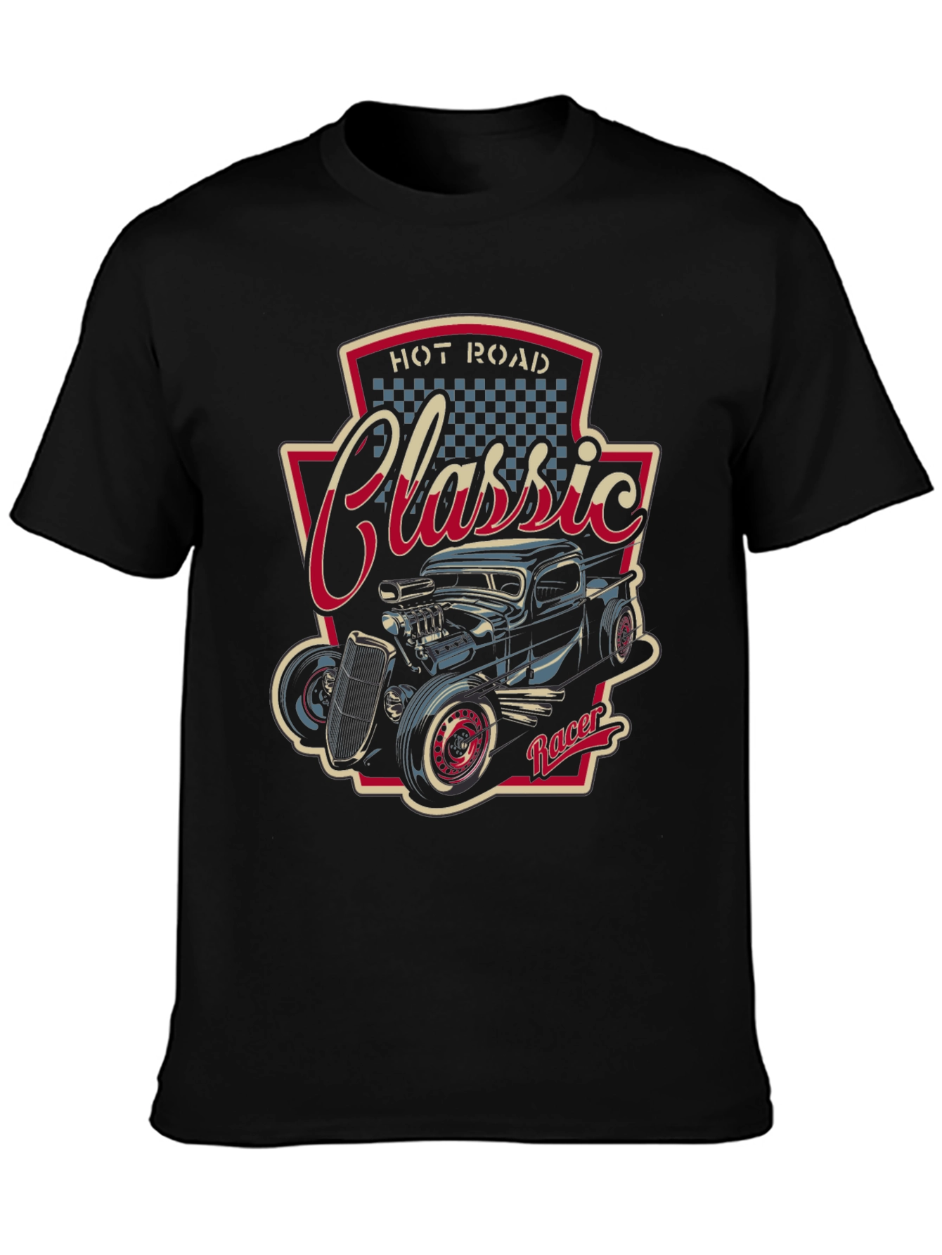 Camiseta Negra Clásica Hot Rod Racer