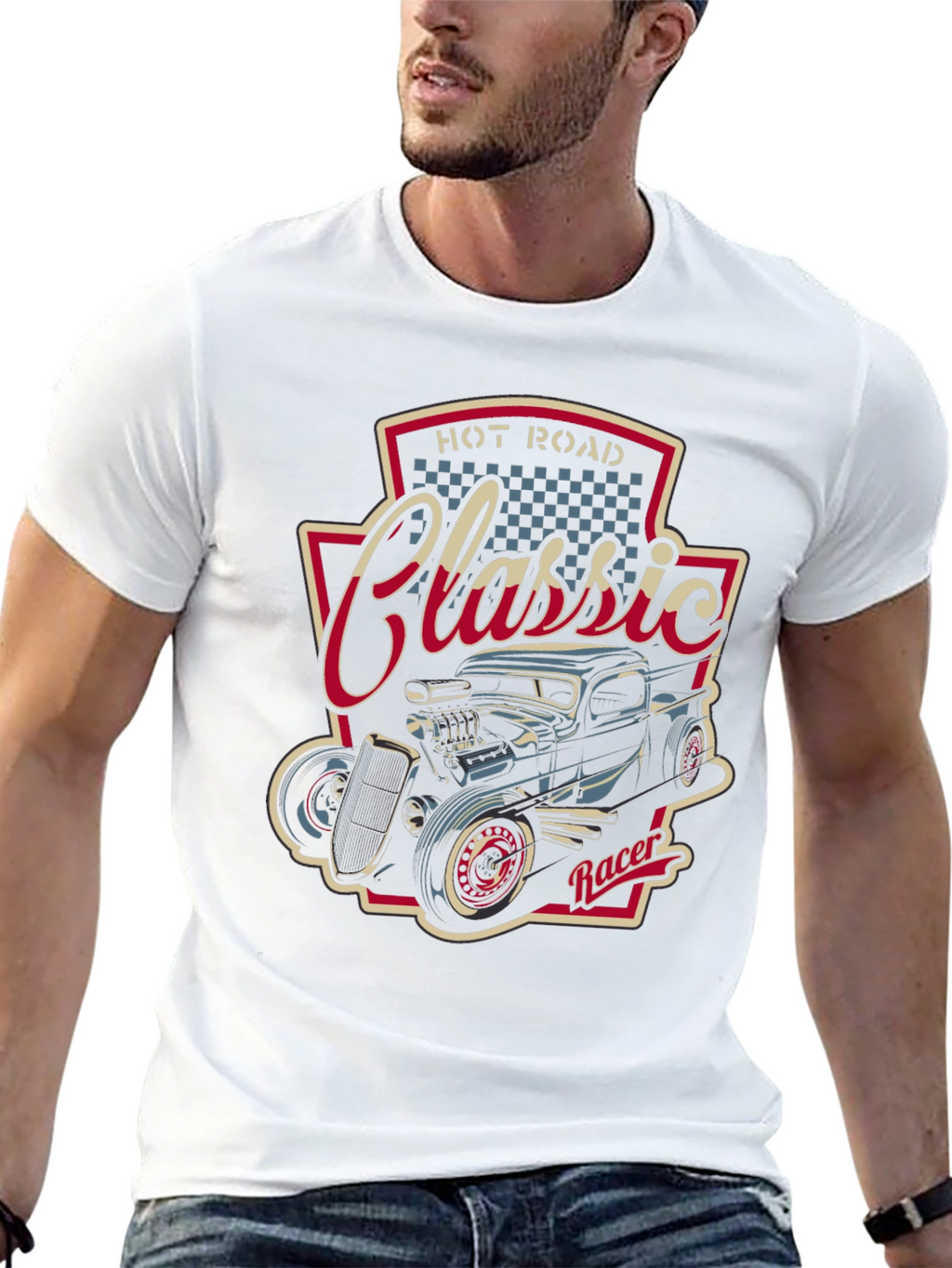 Camiseta Negra Clásica Hot Rod Racer