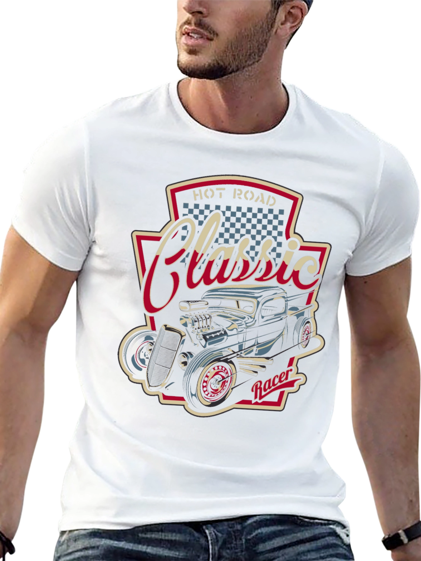 Camiseta Negra Clásica Hot Rod Racer